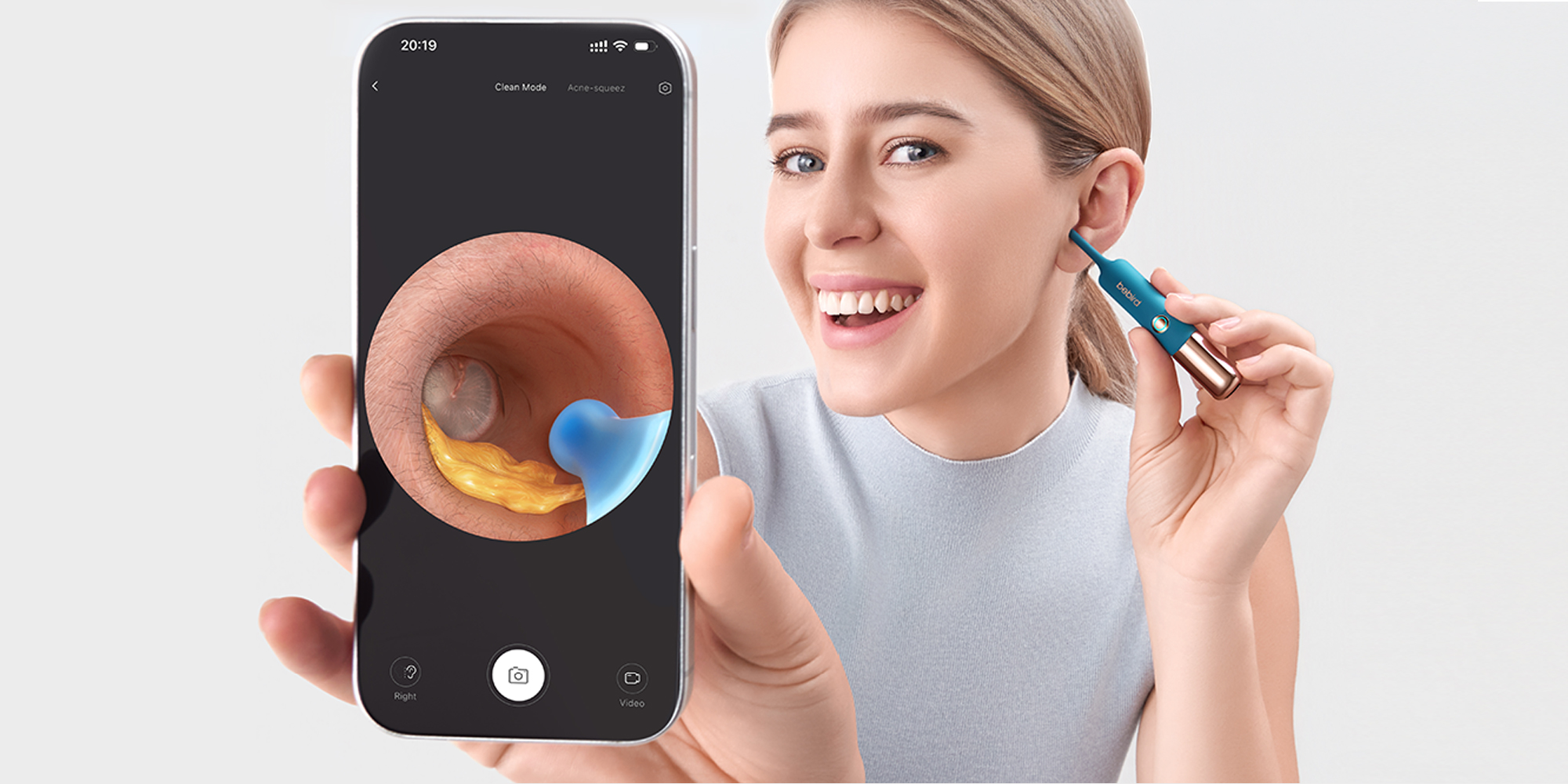 Urządzenie do czyszczenia uszu Bebird Earsight Ultra - niebieskie