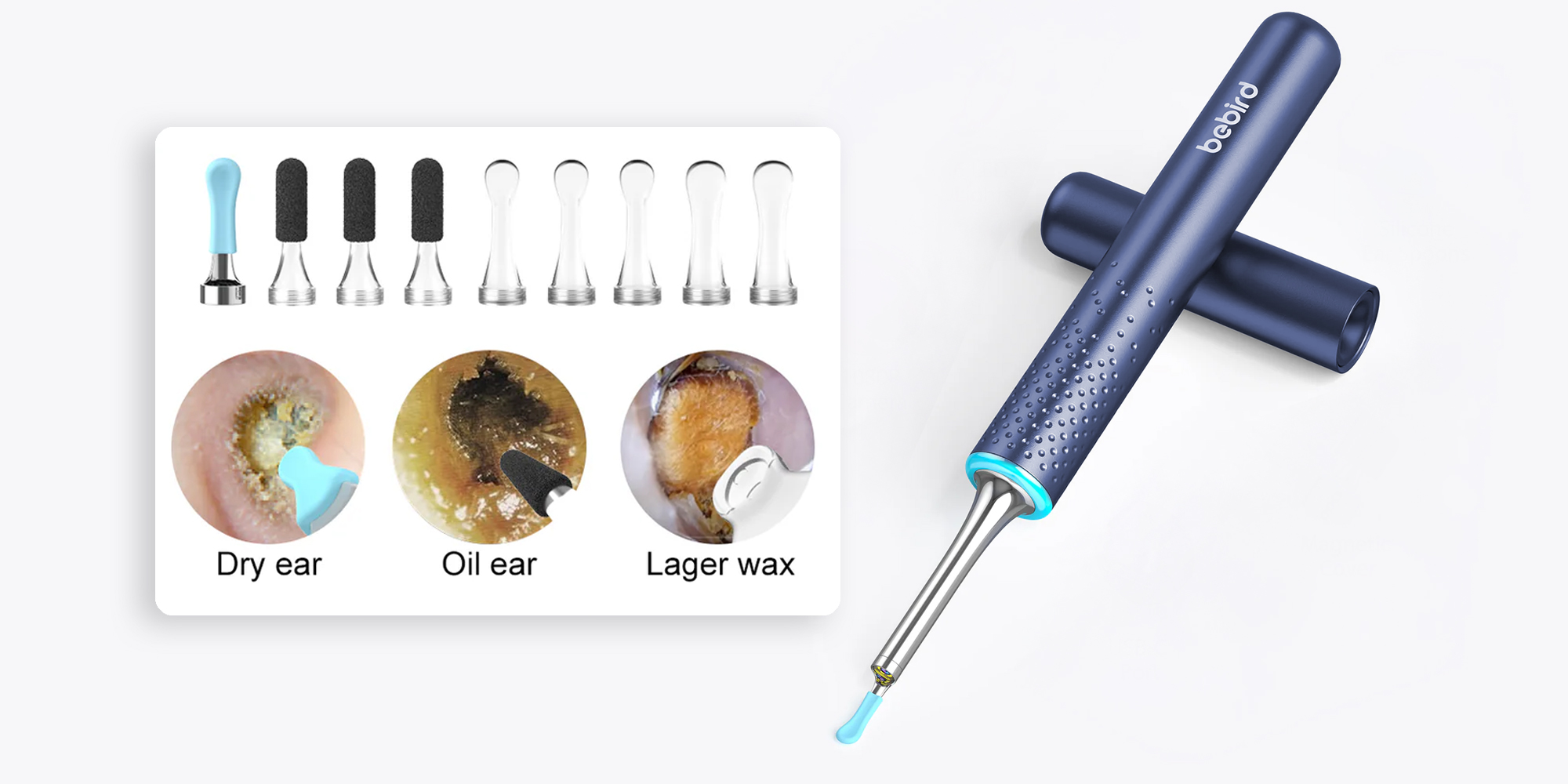 width=100% Urządzenie do czyszczenia uszu Bebird M9 S - niebieski
