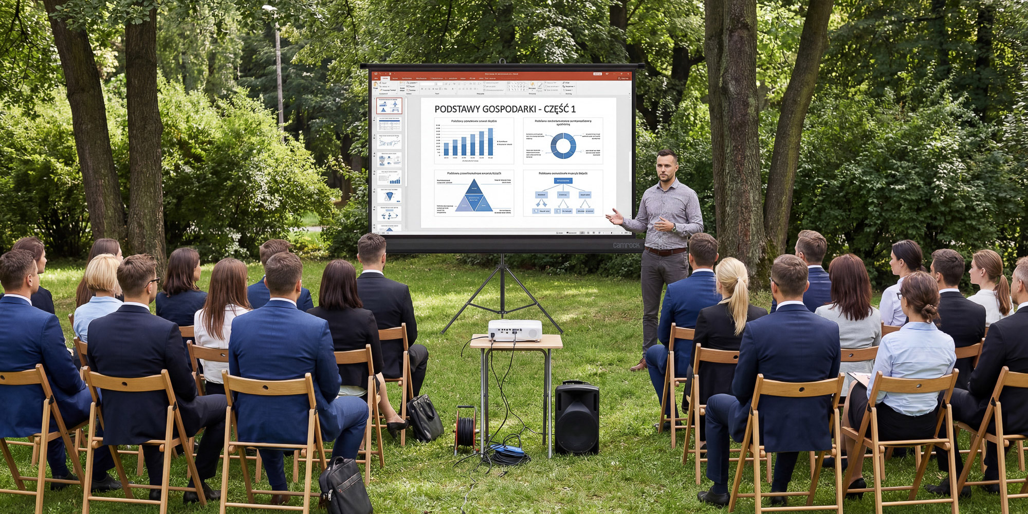 Ekran projekcyjny na statywie Camrock Matte T 80