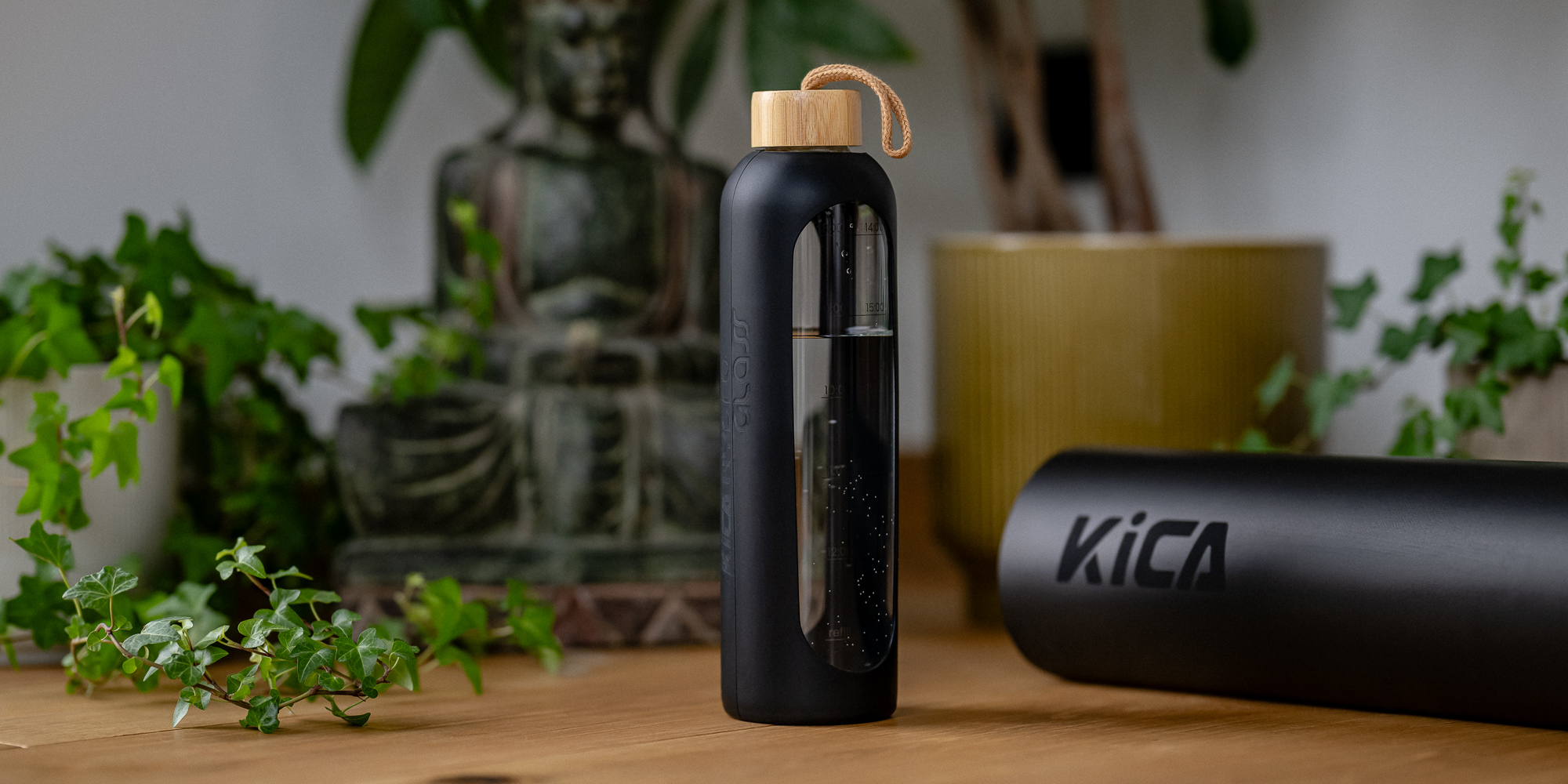 Butelka szklana KiCA Hydro Glass 1000 ml - pomarańczowa