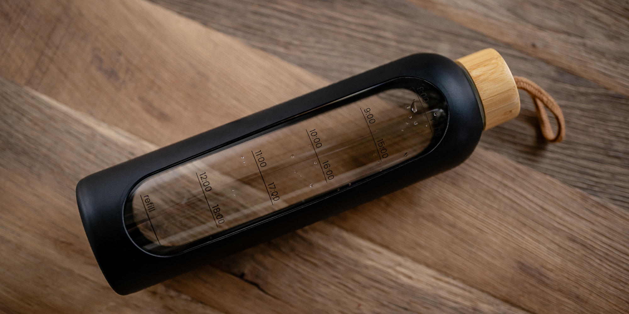 width=100% Butelka szklana KiCA Hydro Glass 1000 ml - szara
