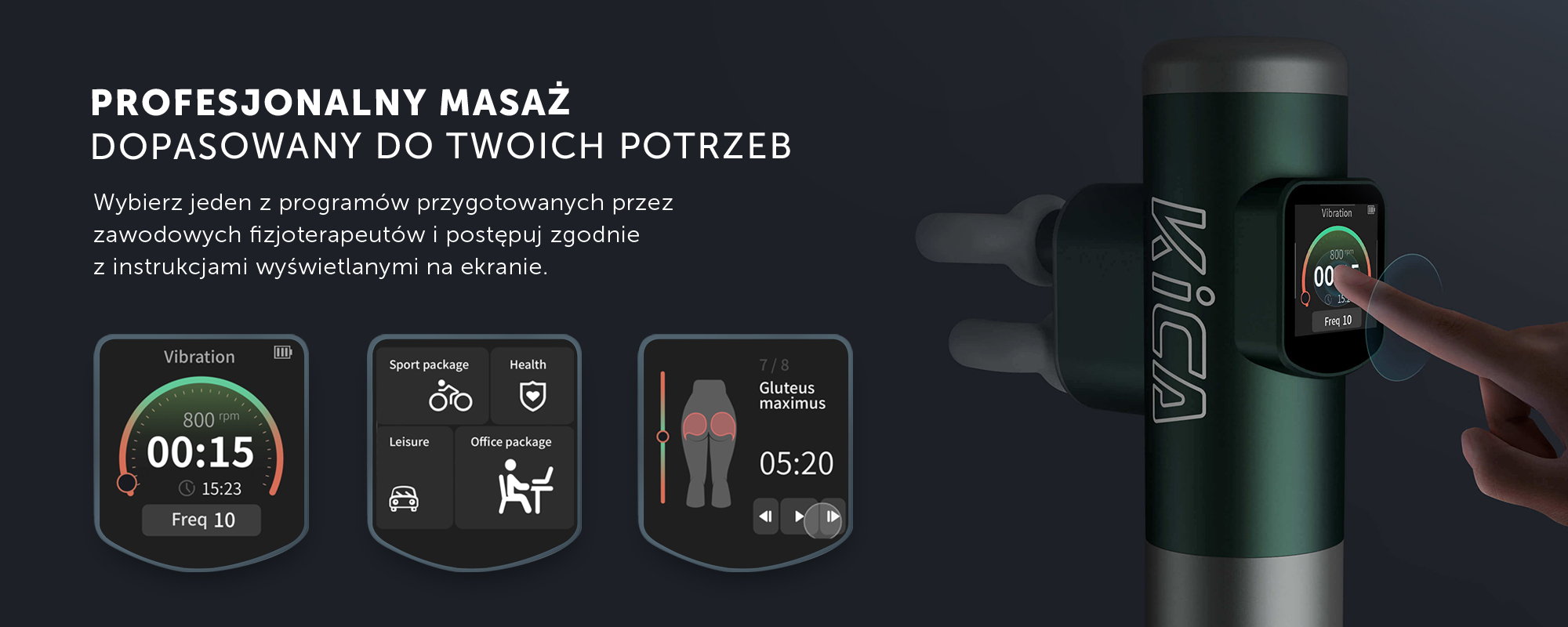 Prezentacja ekranu masażera KiCA Pro