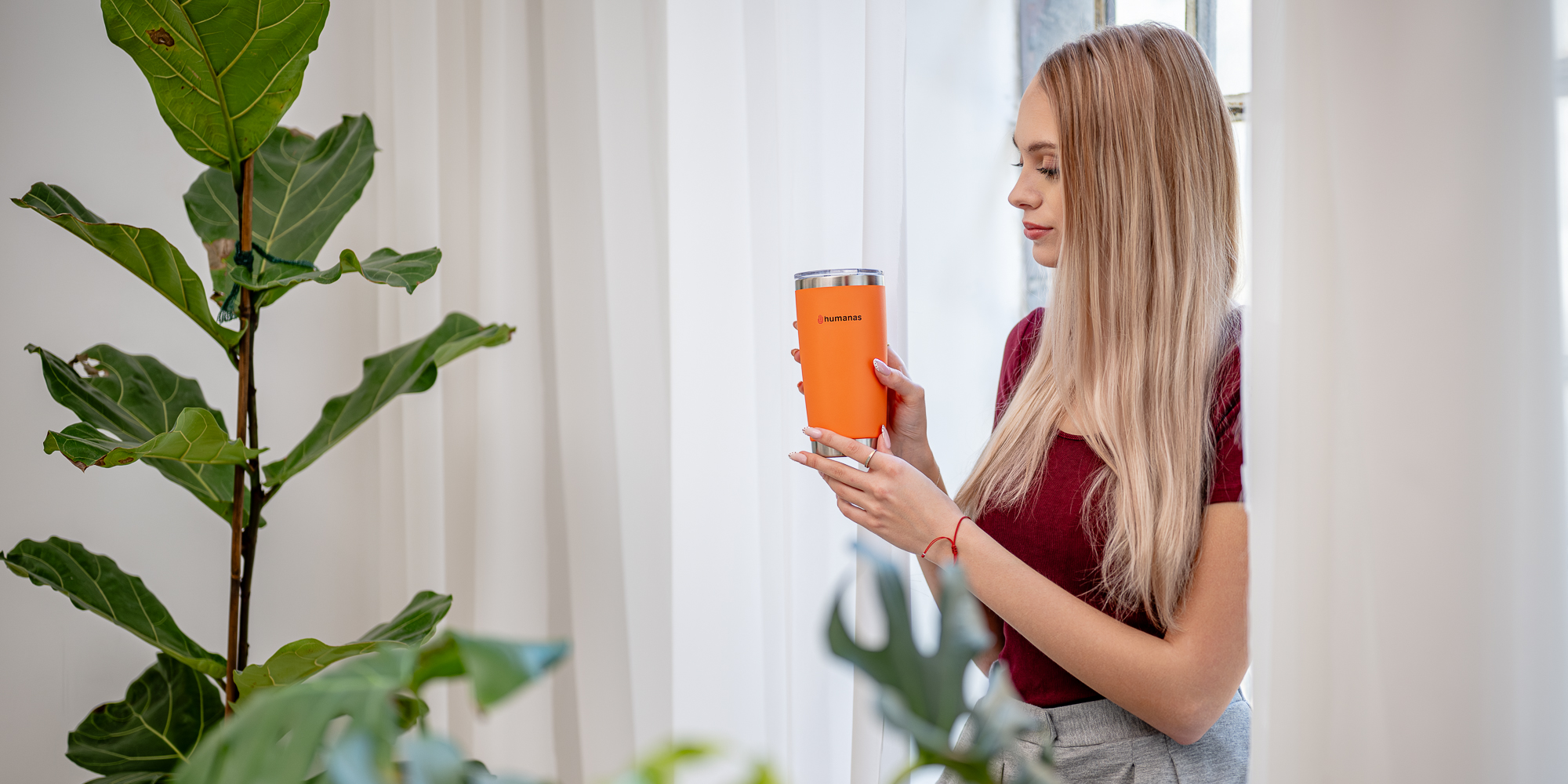 Kubek termiczny Humanas Fluo 600 ml - pomarańczowy