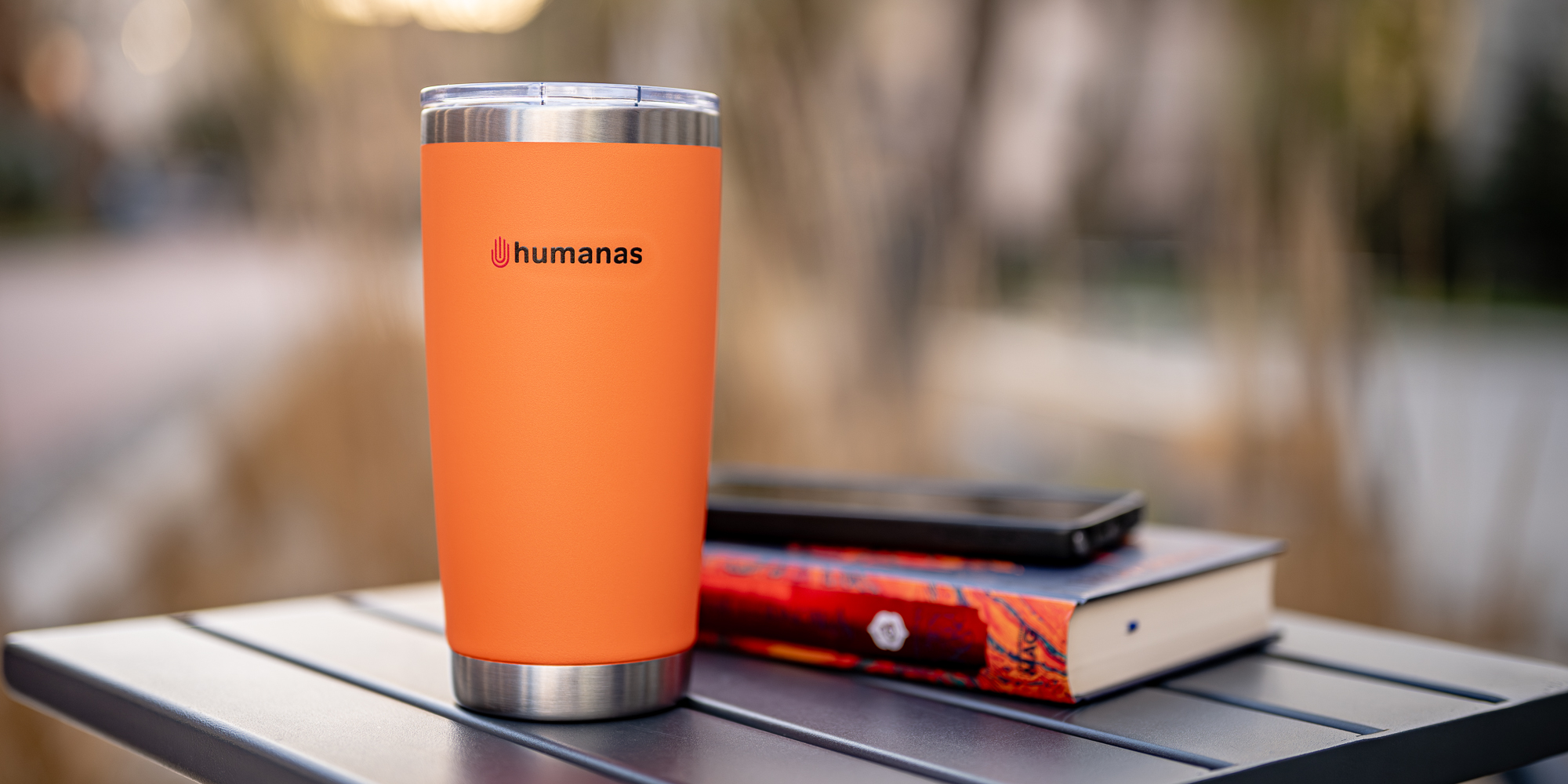 Kubek termiczny Humanas Fluo 600 ml - pomarańczowy