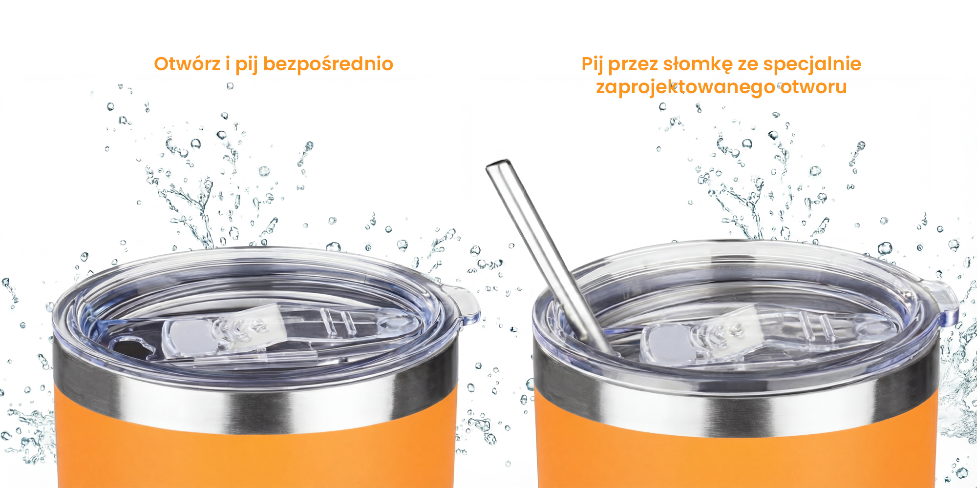 Kubek termiczny Humanas Fluo 600 ml - pomarańczowy