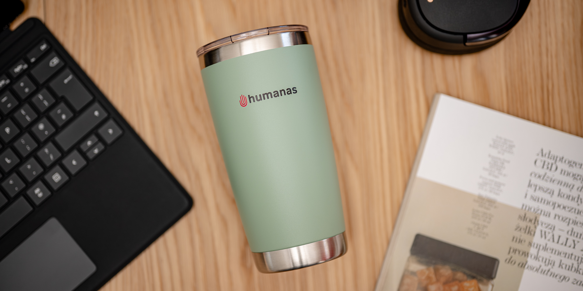 width=100% Kubek termiczny Humanas Fluo 600 ml - zielony