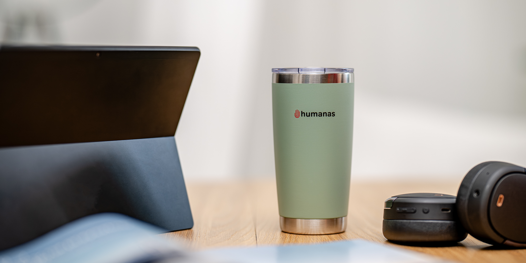 width=100% Kubek termiczny Humanas Fluo 600 ml - zielony