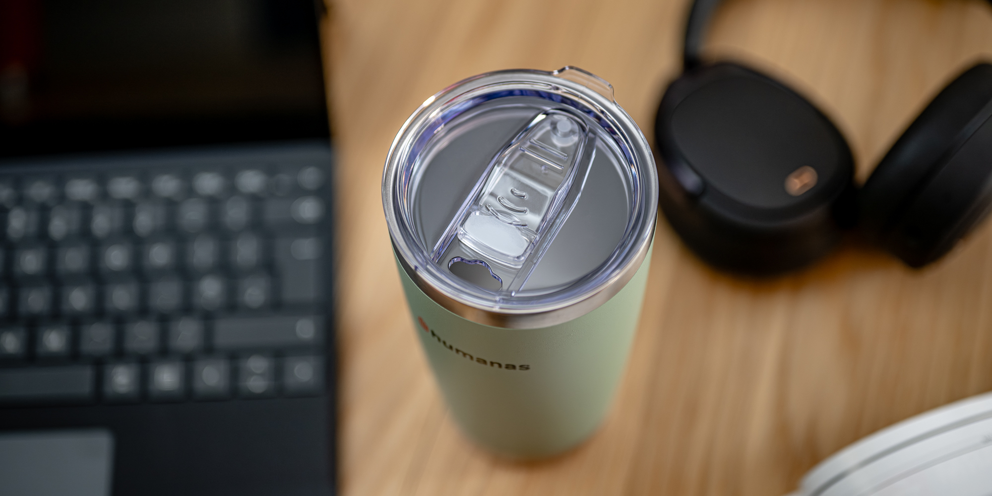 width=100% Kubek termiczny Humanas Fluo 600 ml - zielony