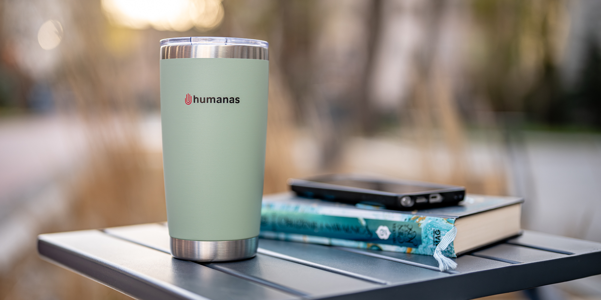 width=100% Kubek termiczny Humanas Fluo 600 ml - zielony