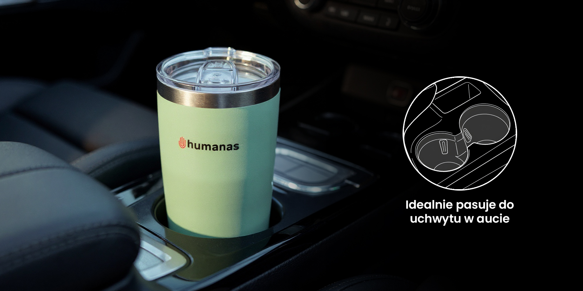 width=100% Kubek termiczny Humanas Fluo 600 ml - zielony