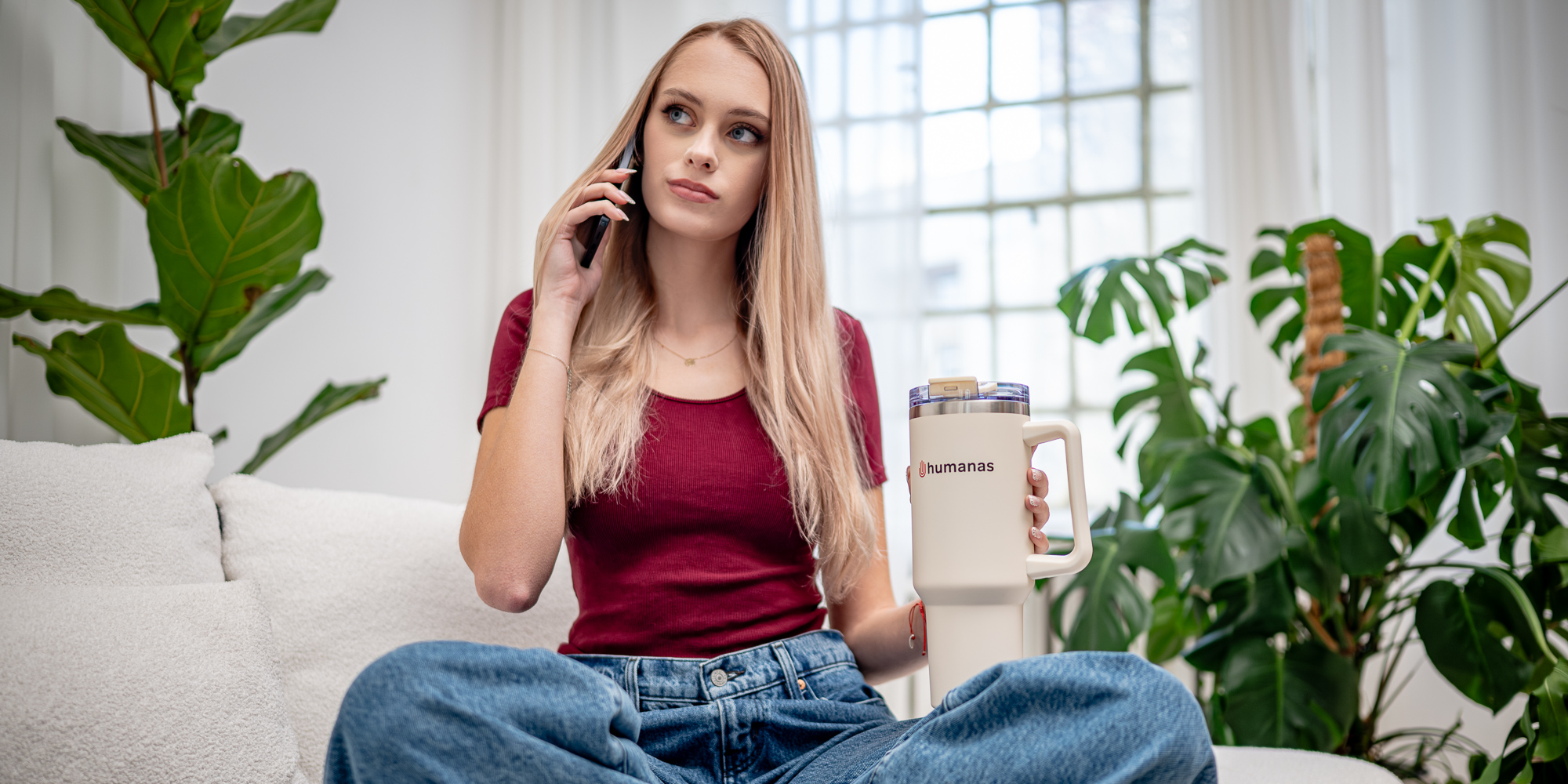 Kubek termiczny Humanas Viva 1200 ml - beżowy