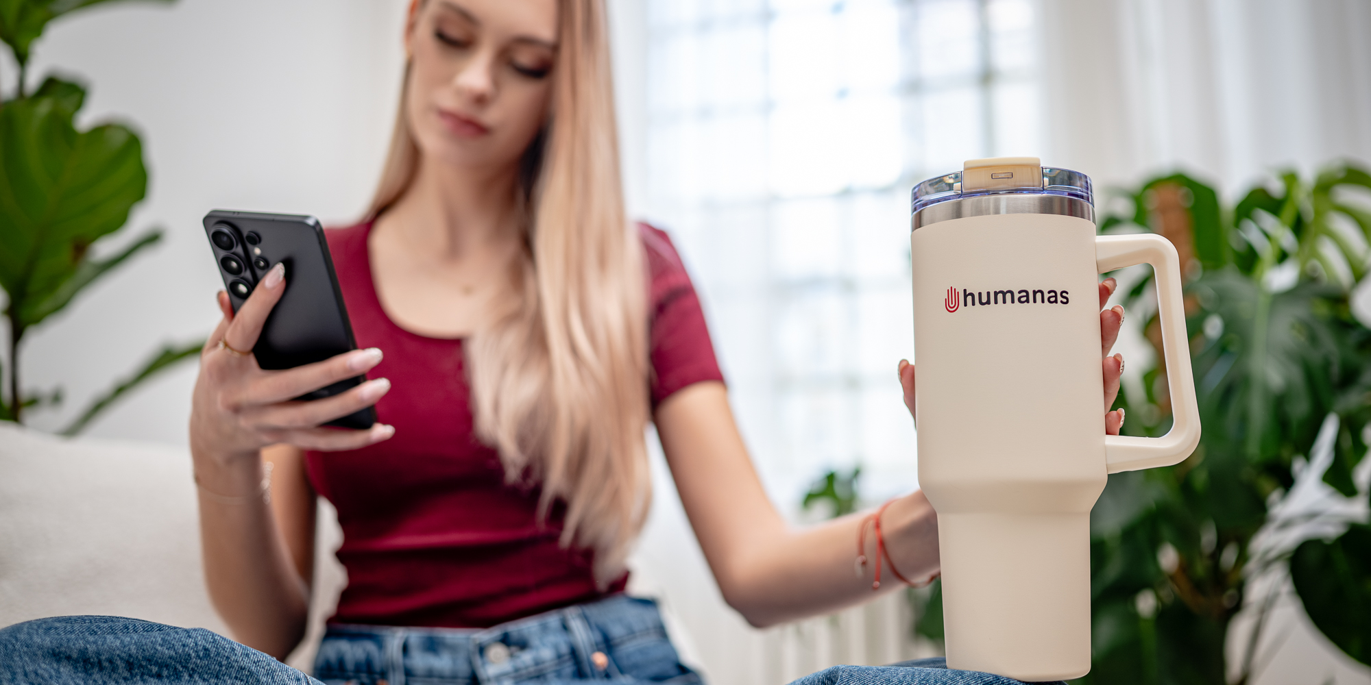Kubek termiczny Humanas Viva 1200 ml - beżowy