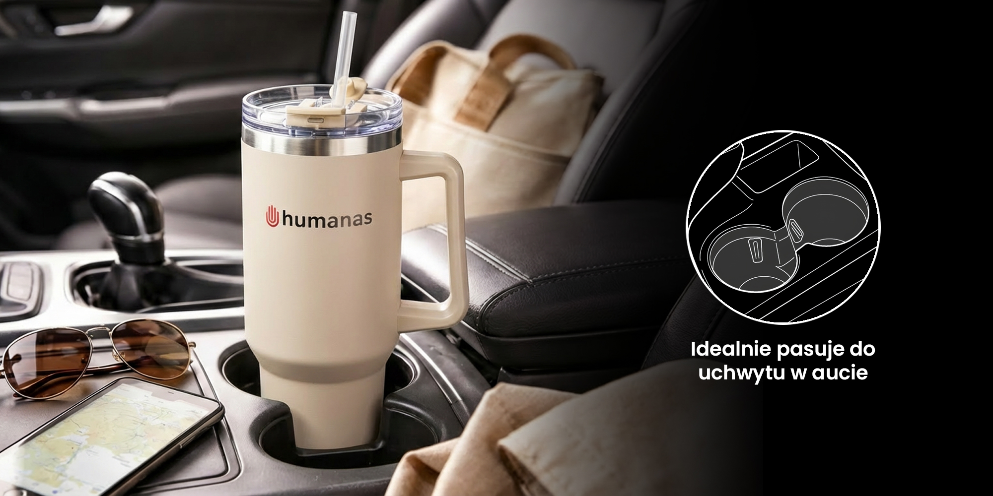 Kubek termiczny Humanas Viva 1200 ml - beżowy