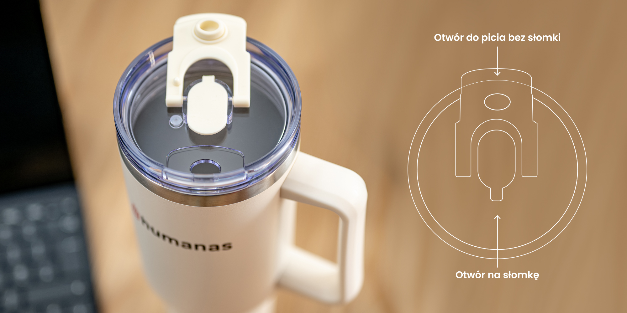 Kubek termiczny Humanas Viva 1200 ml - beżowy