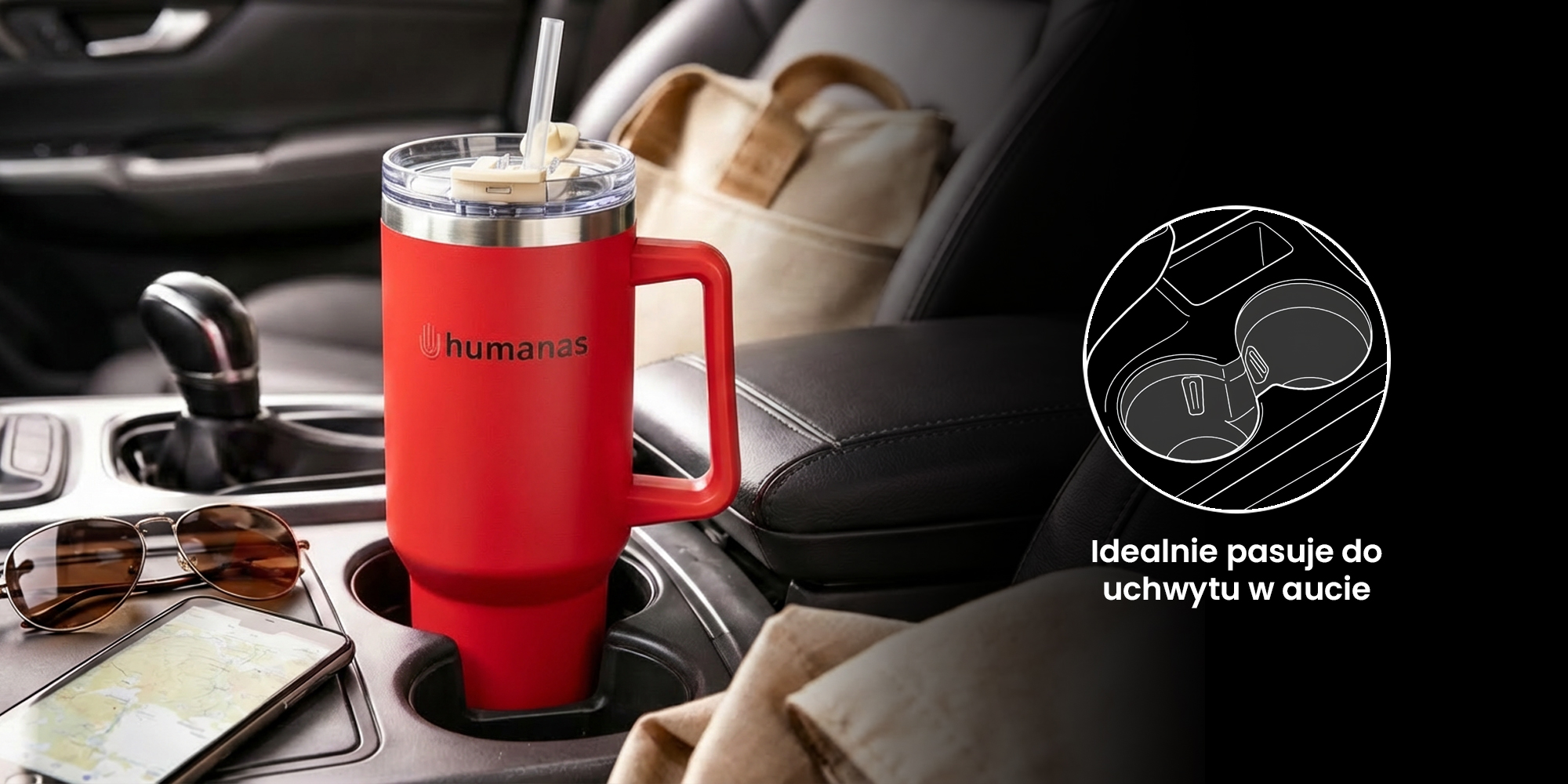 Kubek termiczny Humanas Viva 1200 ml - czerwony