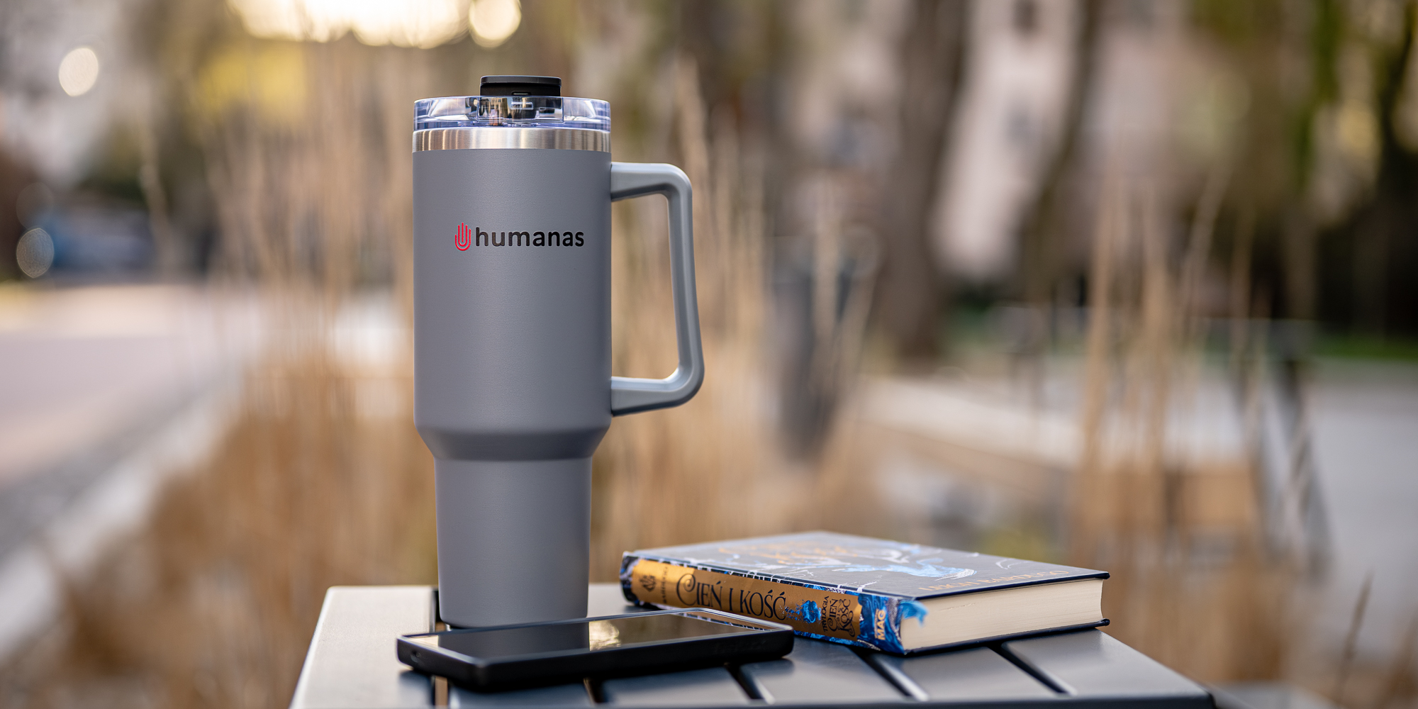 Kubek termiczny Humanas Viva 1200 ml - szary