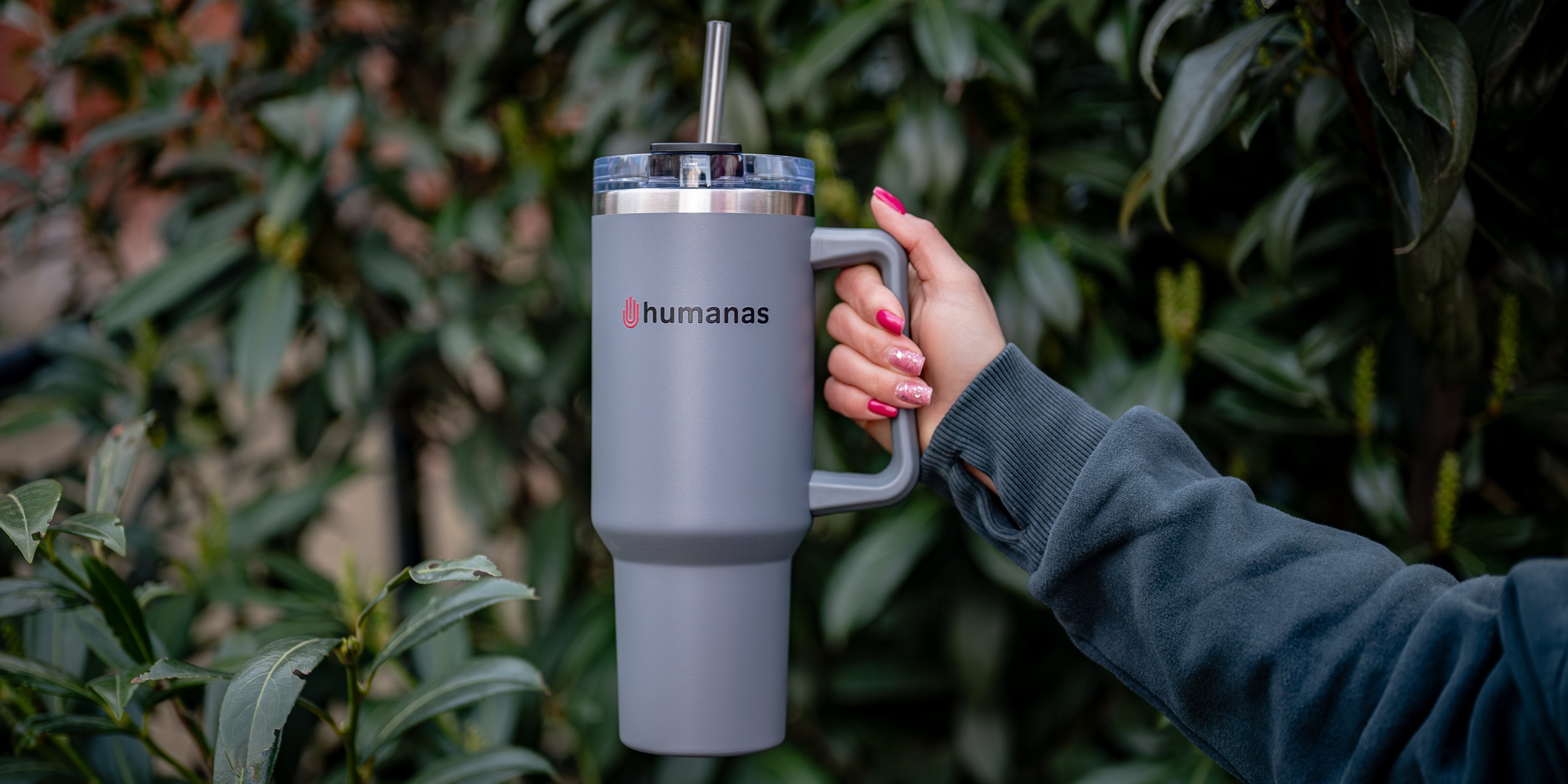 Kubek termiczny Humanas Viva 1200 ml - szary