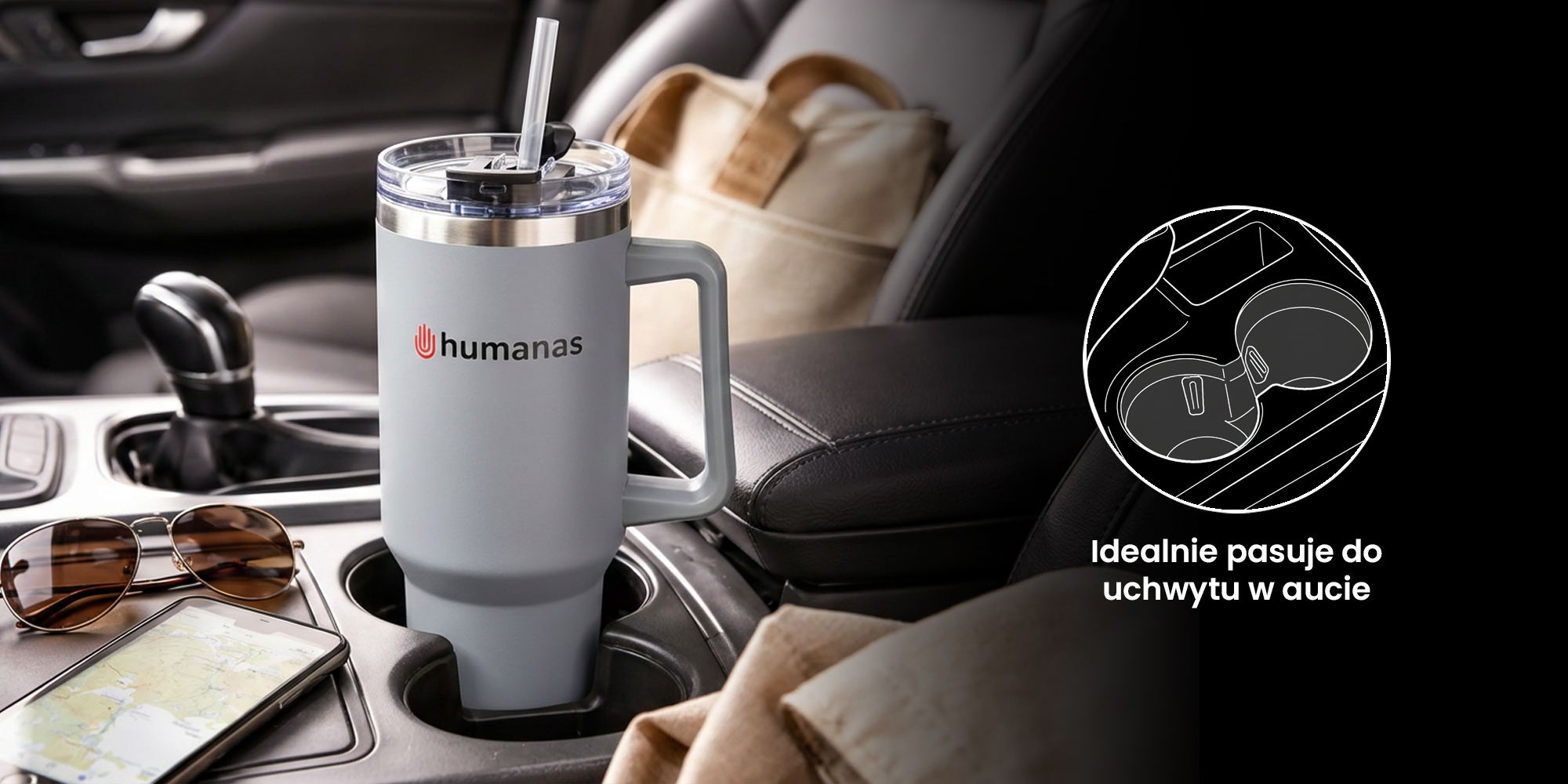 Kubek termiczny Humanas Viva 1200 ml - szary