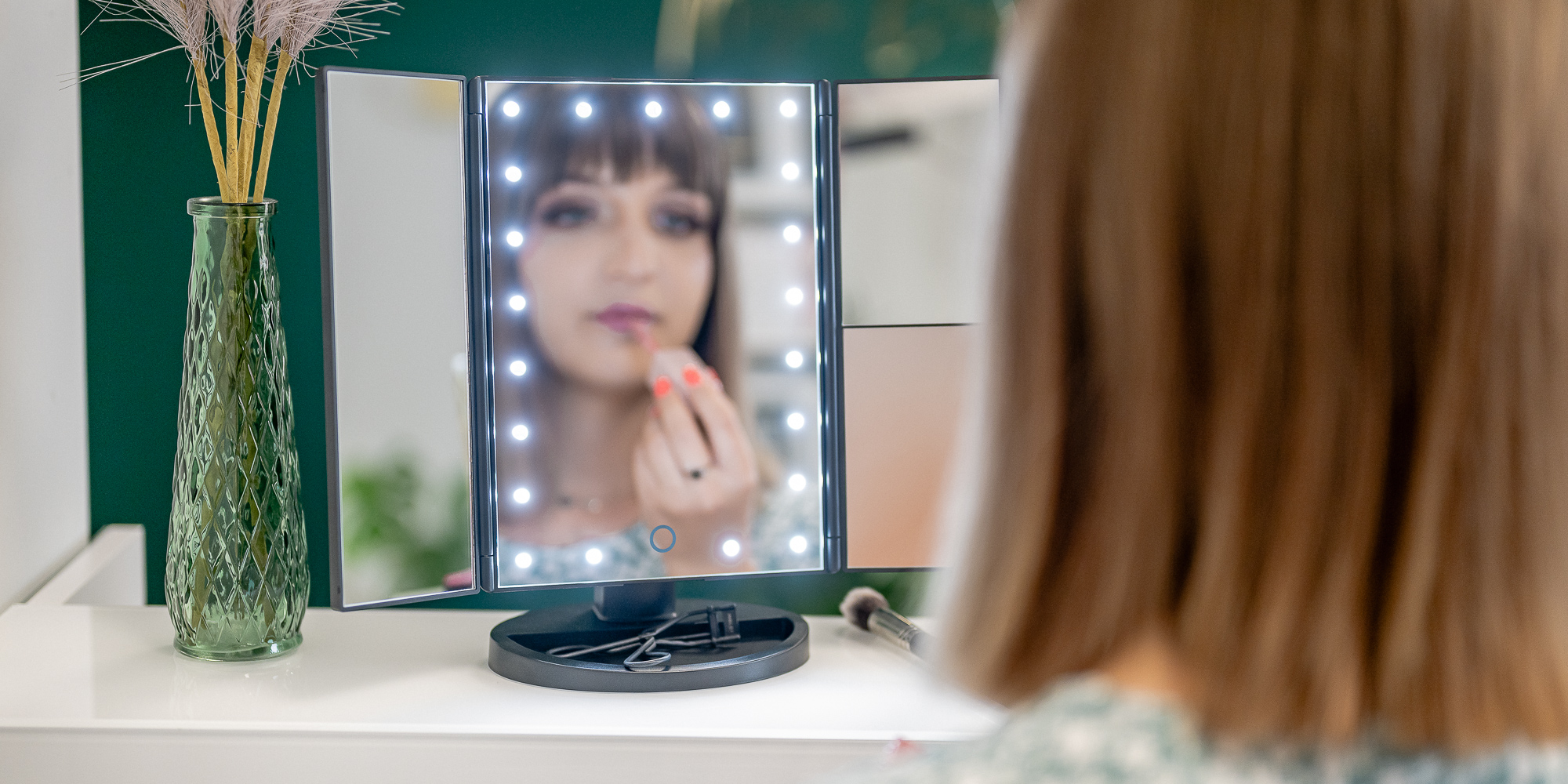 Lusterko do makijażu Humanas HS-ML04 z podświetleniem LED - różowe