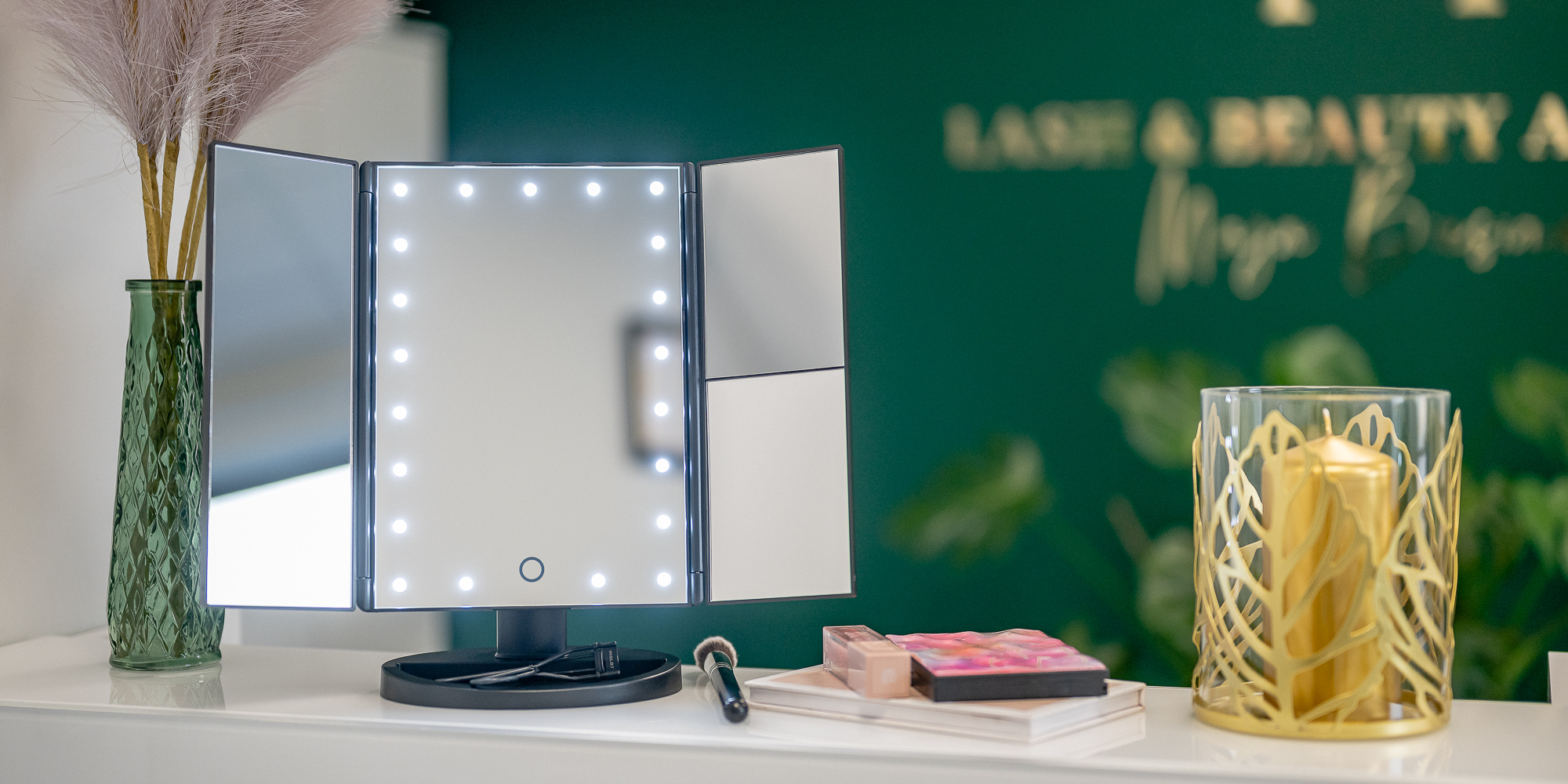 Lusterko do makijażu Humanas HS-ML04 z podświetleniem LED - różowe
