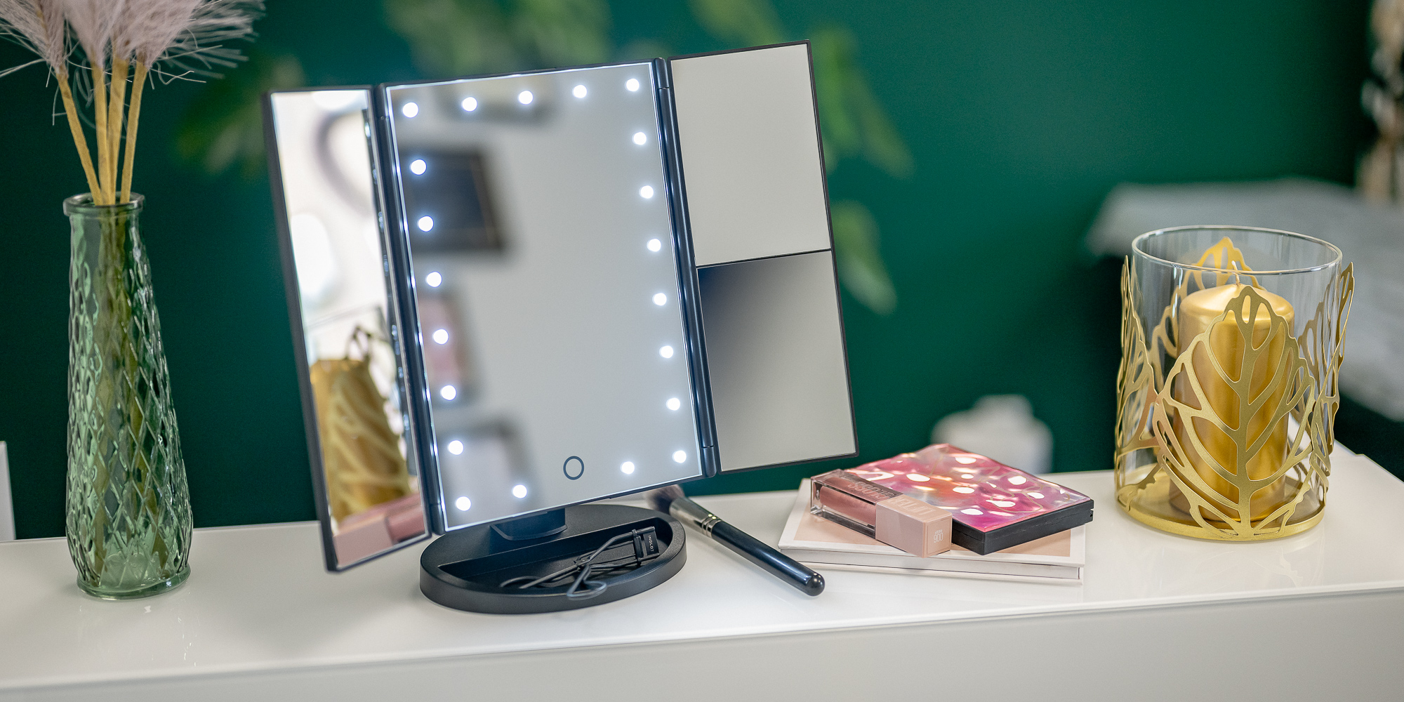 Lusterko do makijażu Humanas HS-ML04 z podświetleniem LED - różowe