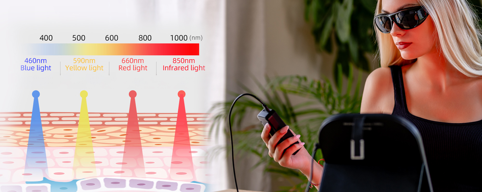 Kobieta podczas terapii światłem IR