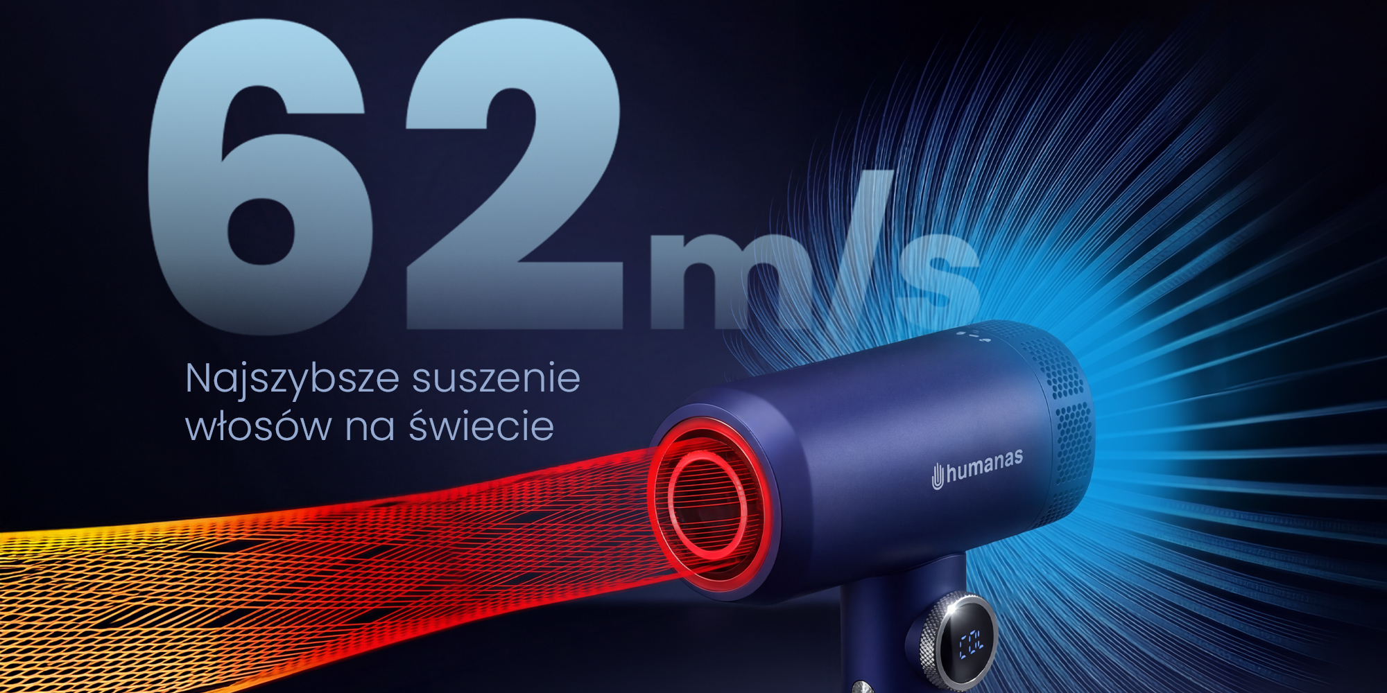 Suszarka do włosów z funkcją jonizowania Humanas AirTouch HD-SmartHeat - fioletowa