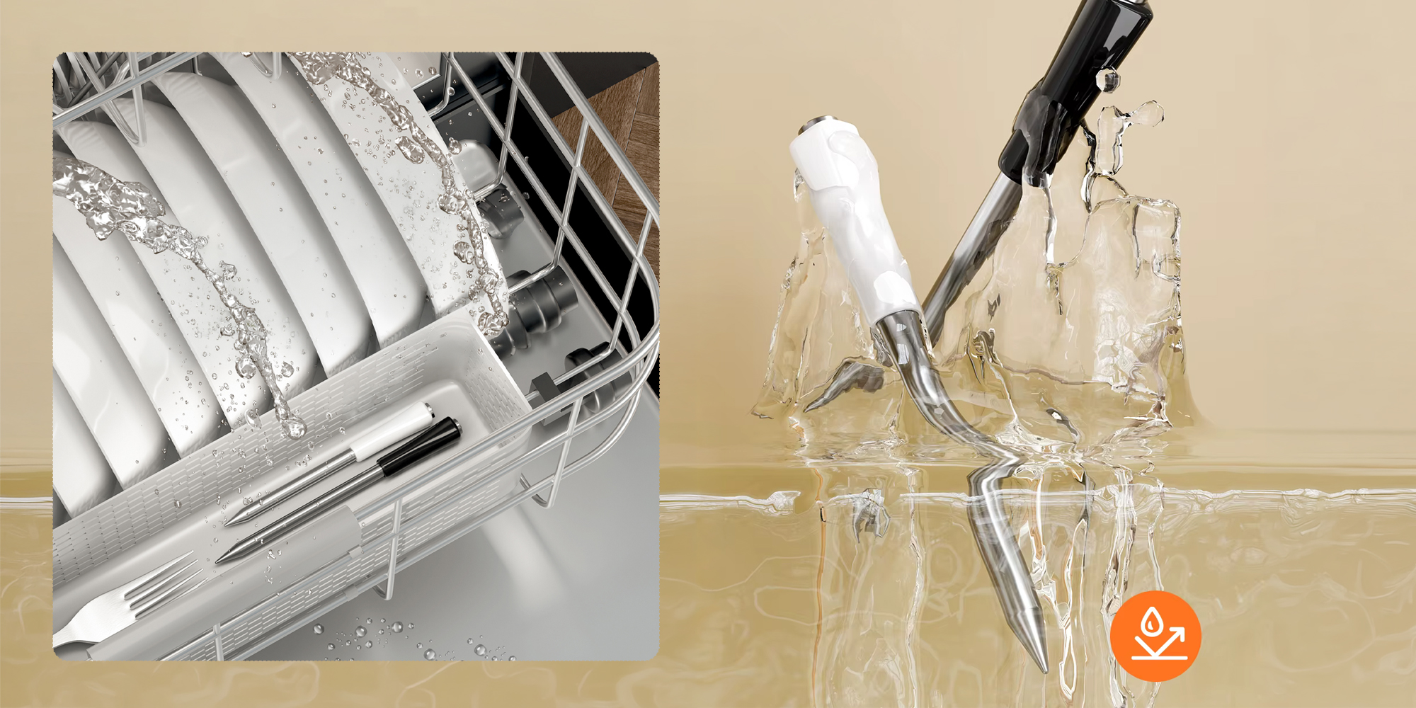 width=100% Termometr kuchenny Inkbird INT-12-BW, bezprzewodowy