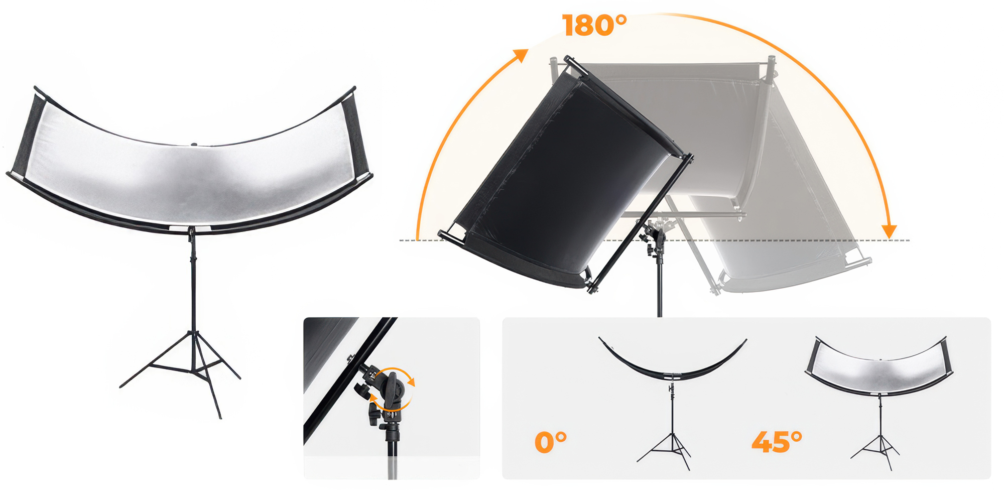 Blenda K&F Concept U-Shape 4w1 - 180x60 cm - Precyzyjna regulacja kąta odbicia
