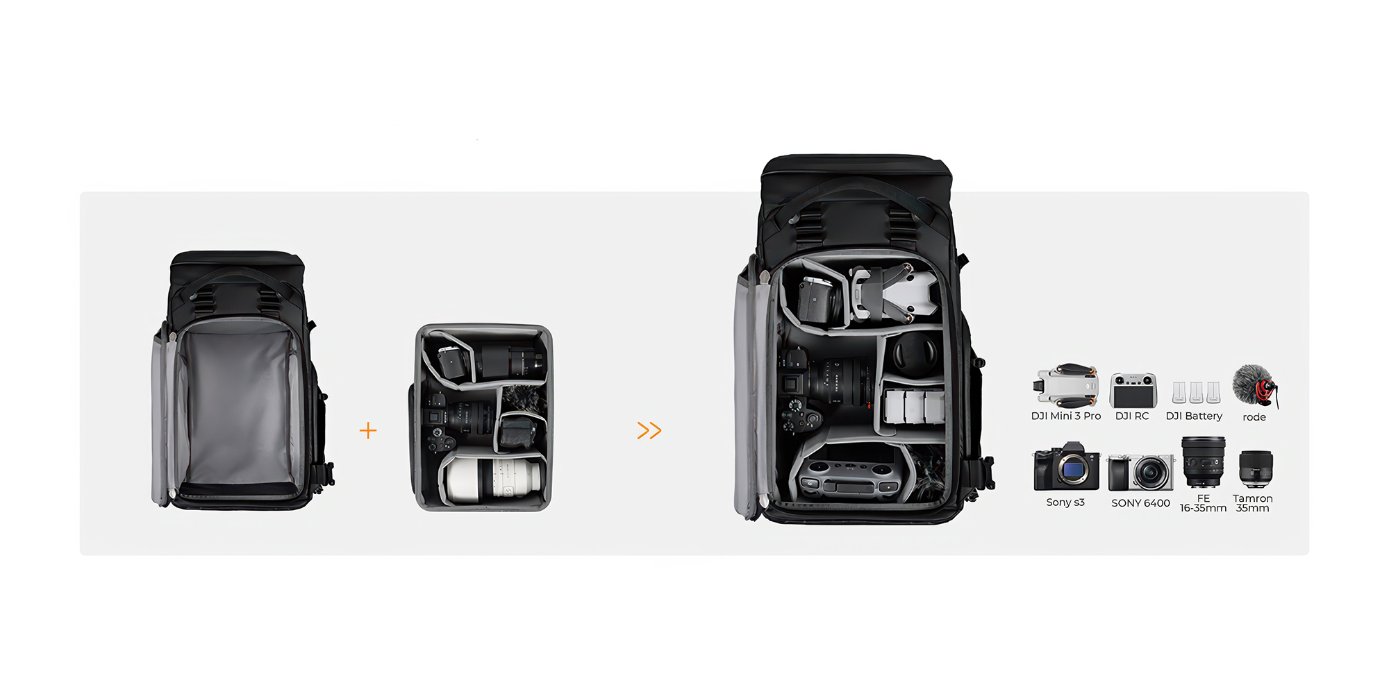 Plecak fotograficzny K&F Concept Star Wander 04 30 l - czarny - Wnętrze, które dopasowuje się do Ciebie