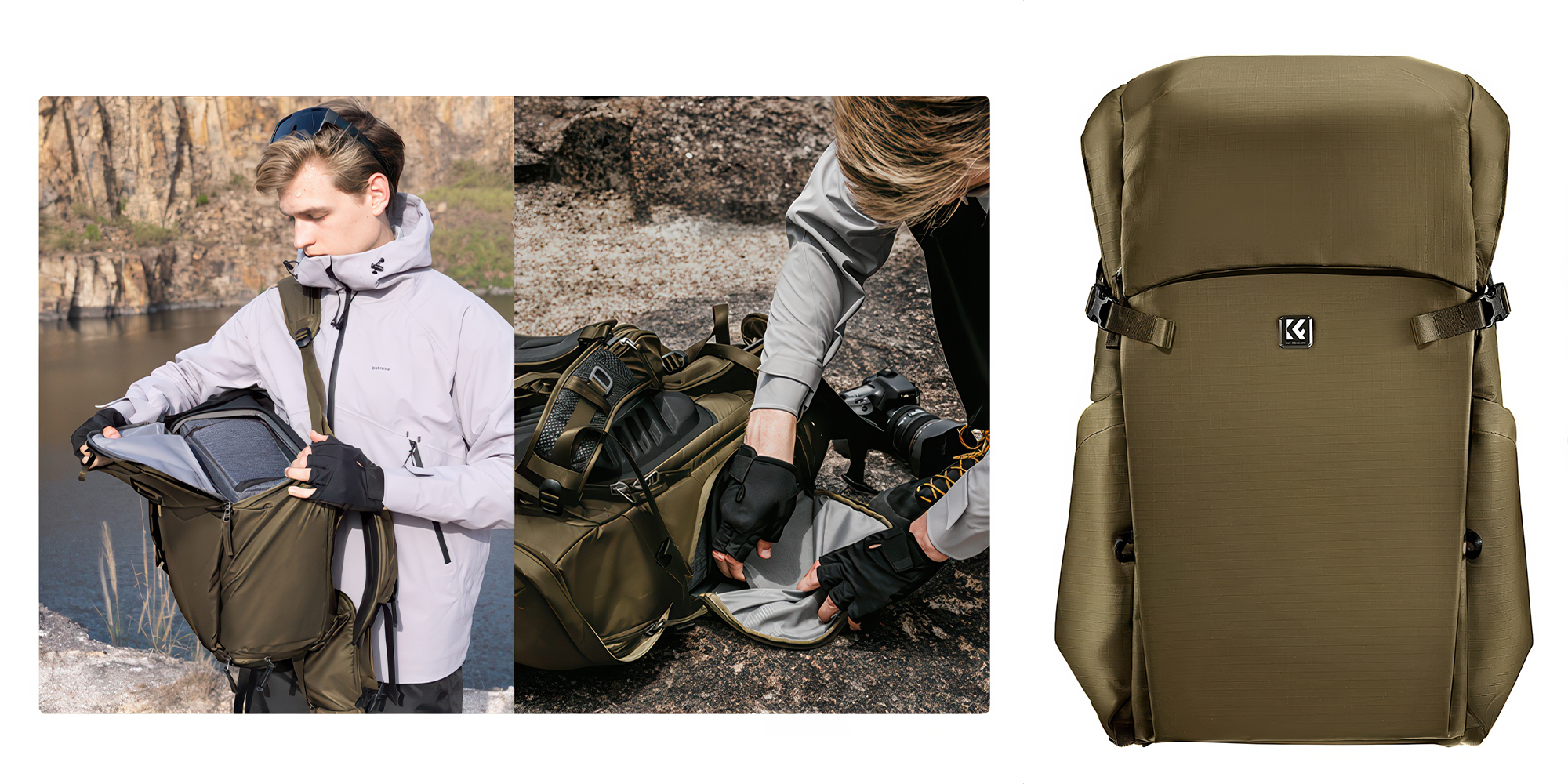 Plecak fotograficzny K&F Concept Star Wander 04 30 l - khaki - Szybki dostęp i przemyślana organizacja