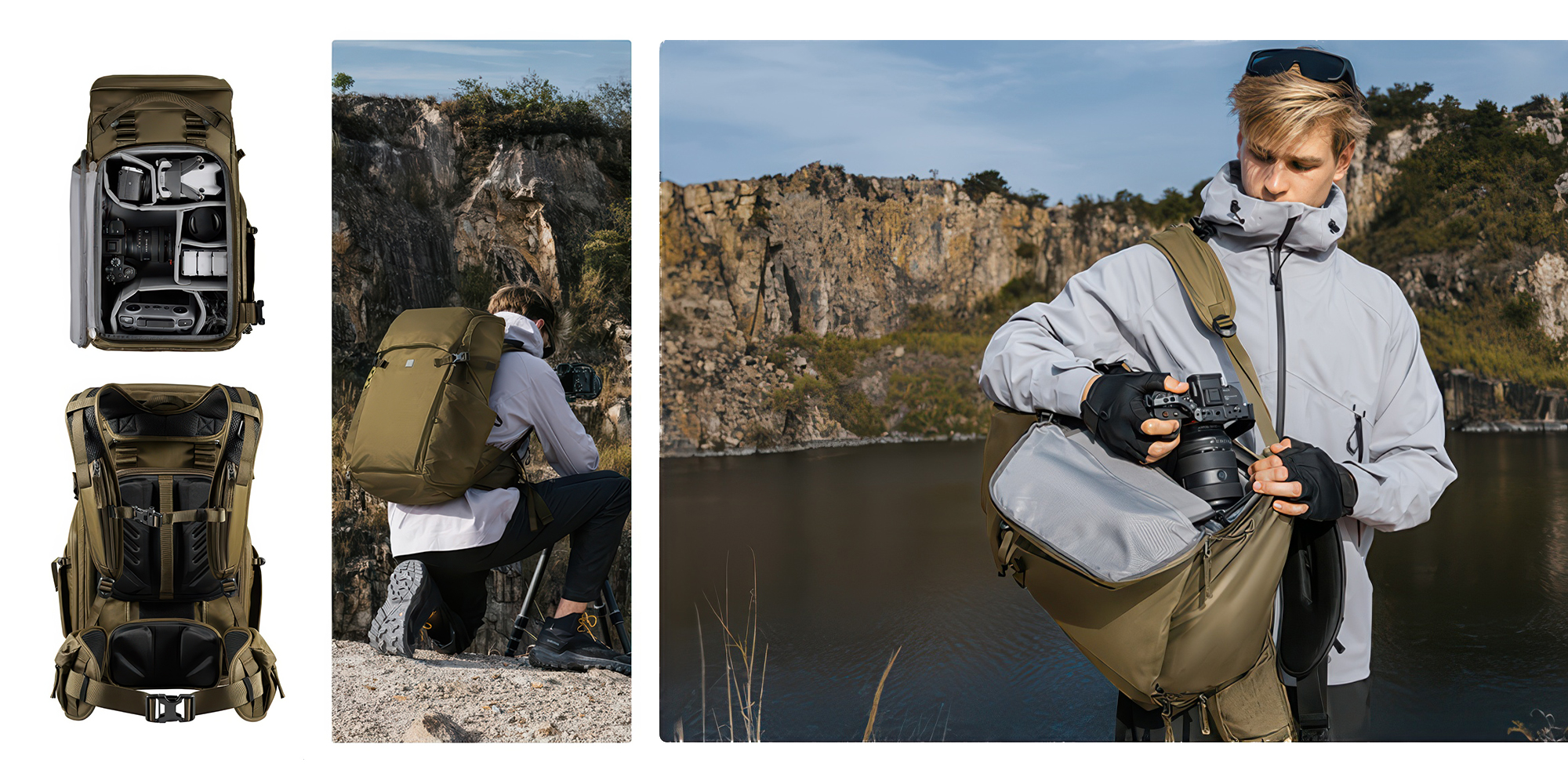 Plecak fotograficzny K&F Concept Star Wander 04 30 l - khaki - Funkcjonalność w nowoczesnej formie