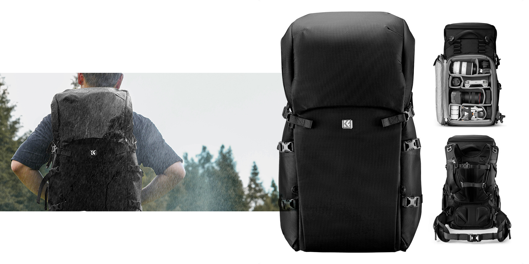 Plecak fotograficzny K&F Concept Star Wander 05 40 l - czarny - Wodoodporna, wytrzymała konstrukcja