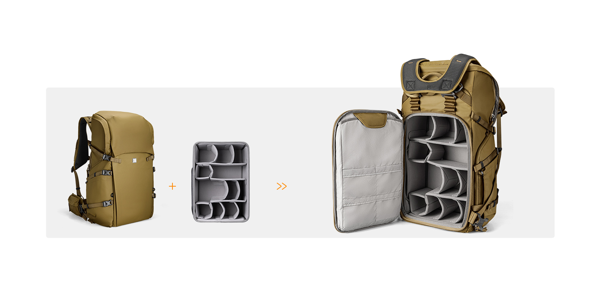 Plecak fotograficzny K&F Concept Star Wander 05 40 l - khaki - Duża pojemność i modułowa organizacja