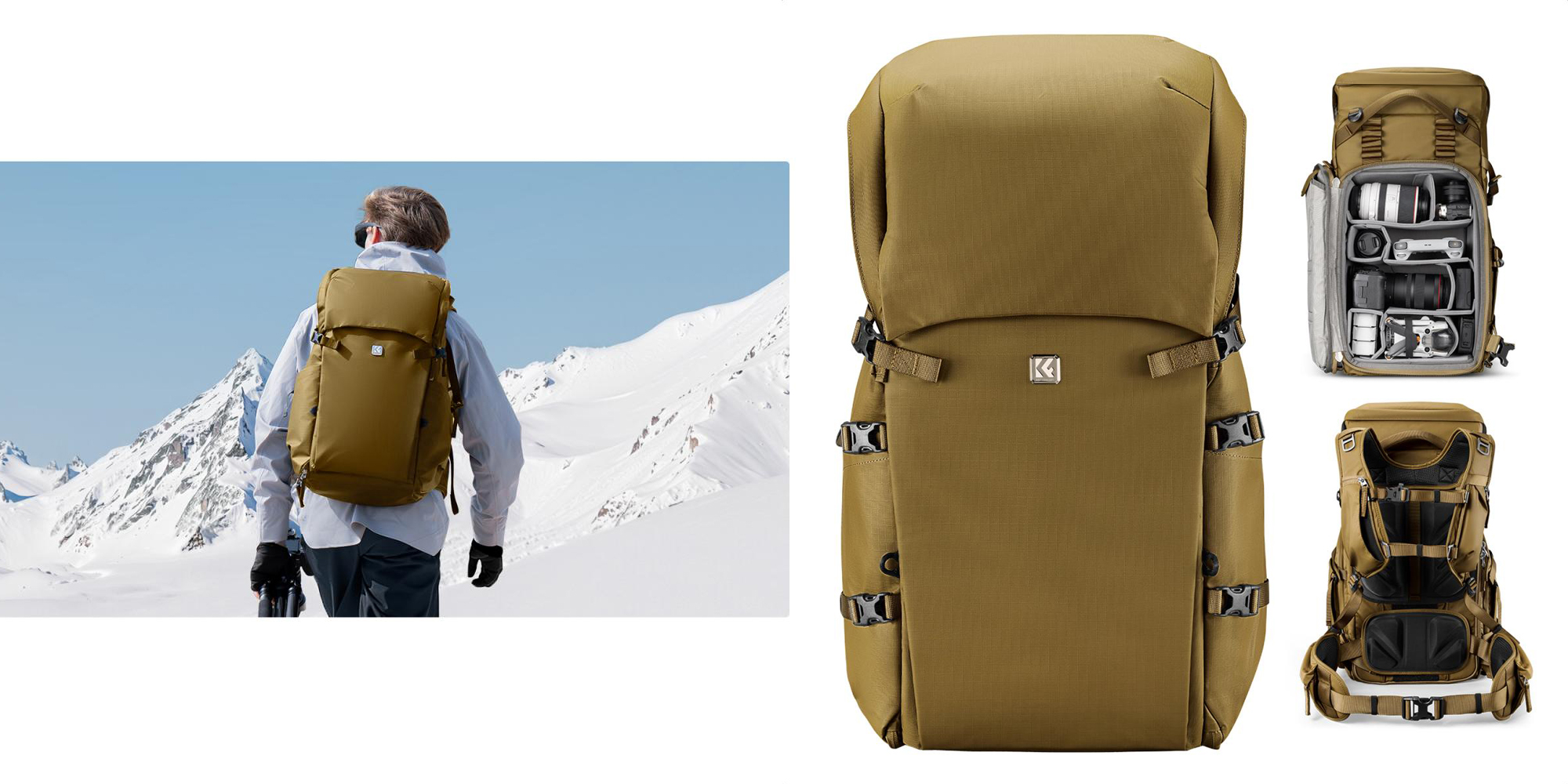 Plecak fotograficzny K&F Concept Star Wander 05 40 l - khaki - Bezpieczeństwo i funkcjonalność