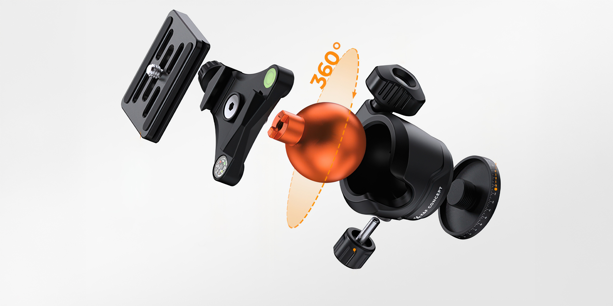 Statyw K&F Concept O235A1 z głowicą kulową BH-40 i uchwytem na telefon - Głowica kulowa BH-40 – precyzja i płynność