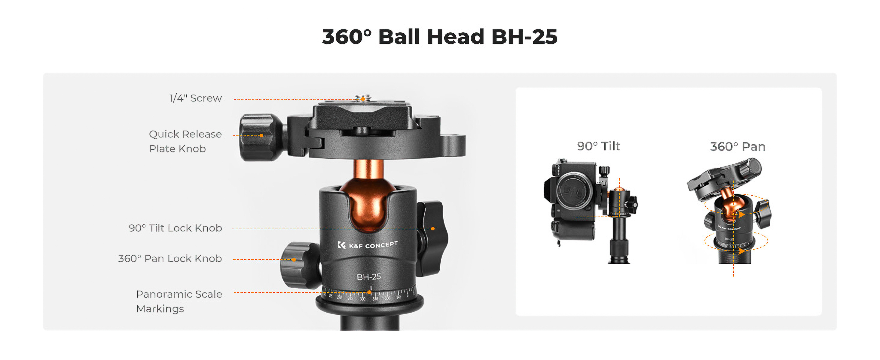 Statyw K&F Concept S225A1 z głowicą kulową BH-25