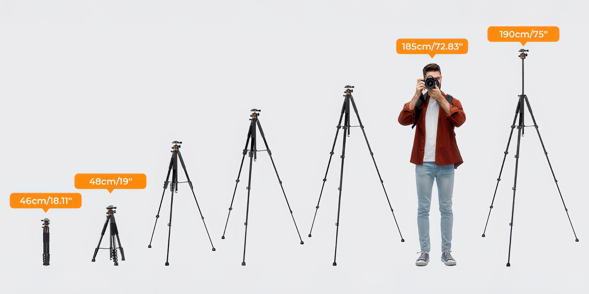 Statyw K&F Concept S255A3 z głowicą kulową BH-36 i uchwytem na telefon - 5 sekcji nóg – od 48 do 190 cm wysokości roboczej