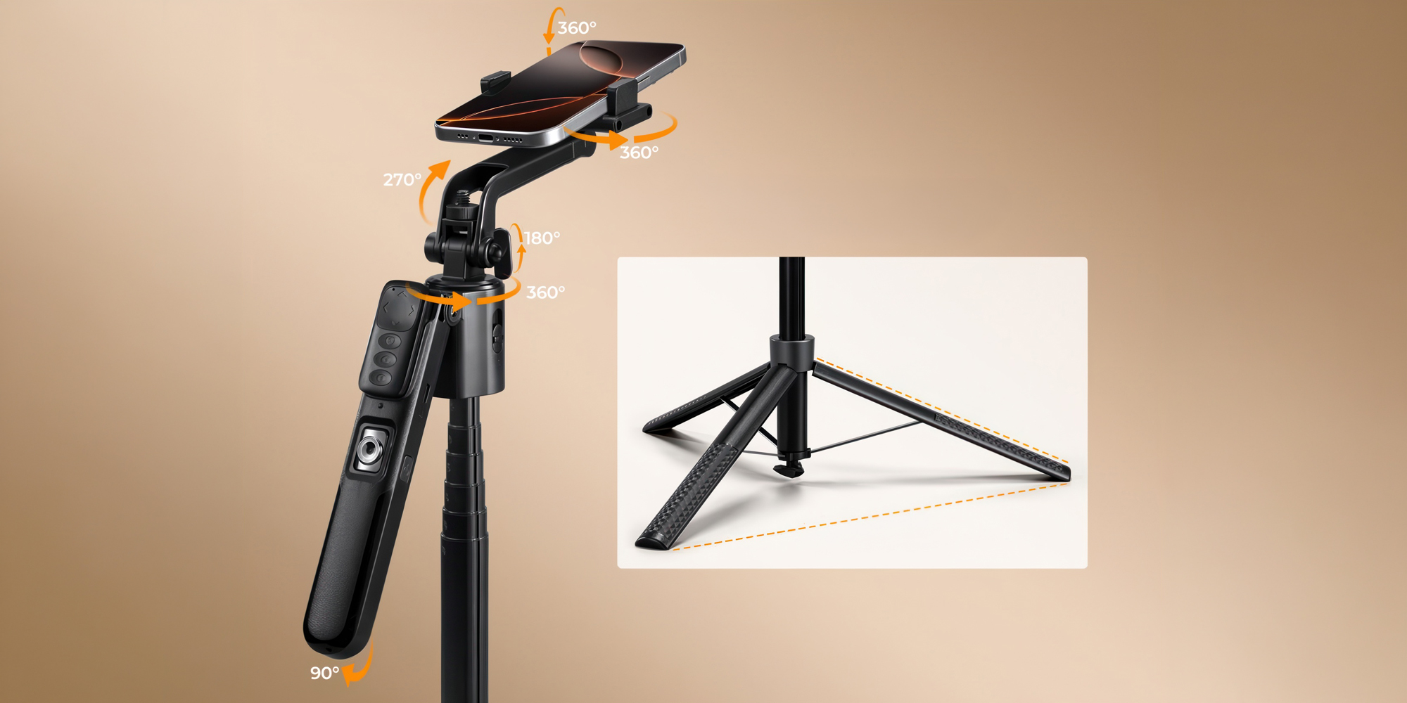 Statyw K&F Concept X106 z modułem śledzenia twarzy i lampą LED - Do 180 cm wysokości