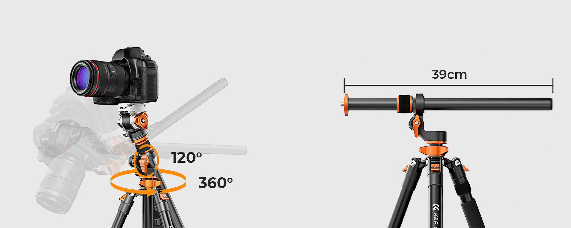 Statyw video K&F Concept T254A7 z głowicą FH-03 - Wygodne rozkładanie