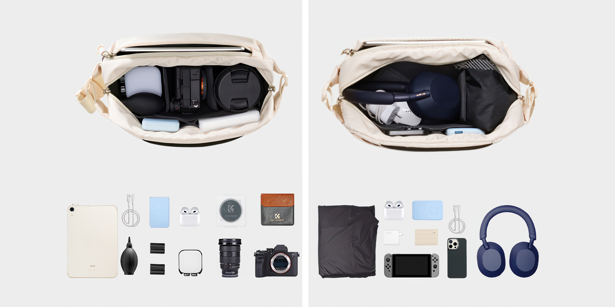 Torba fotograficzna K&F Concept Alpha Sling Bag 10 l - beżowa - Wygodny dostęp