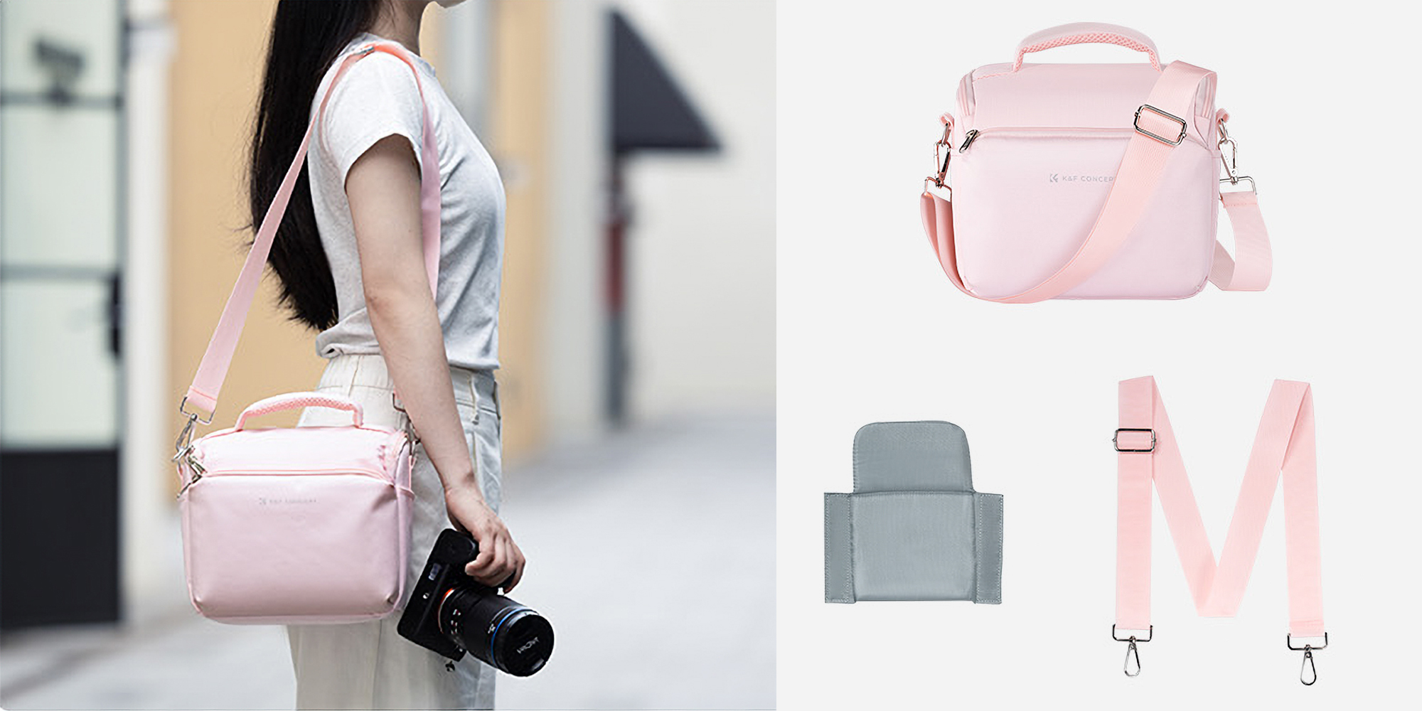 Torba fotograficzna K&F Concept Camera Sling Bag 5 l - różowa - Ochrona sprzętu na najwyższym poziomie