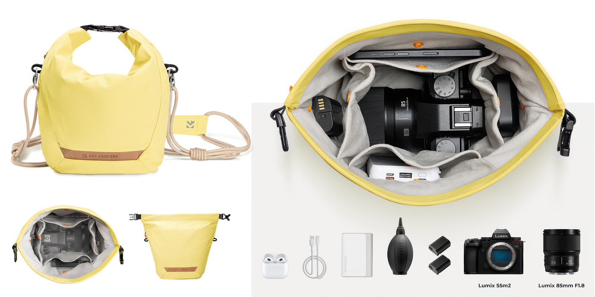 Torba fotograficzna K&F Concept Urban Wander Sling U11 5 l - żółta - Przemyślany układ kieszeni