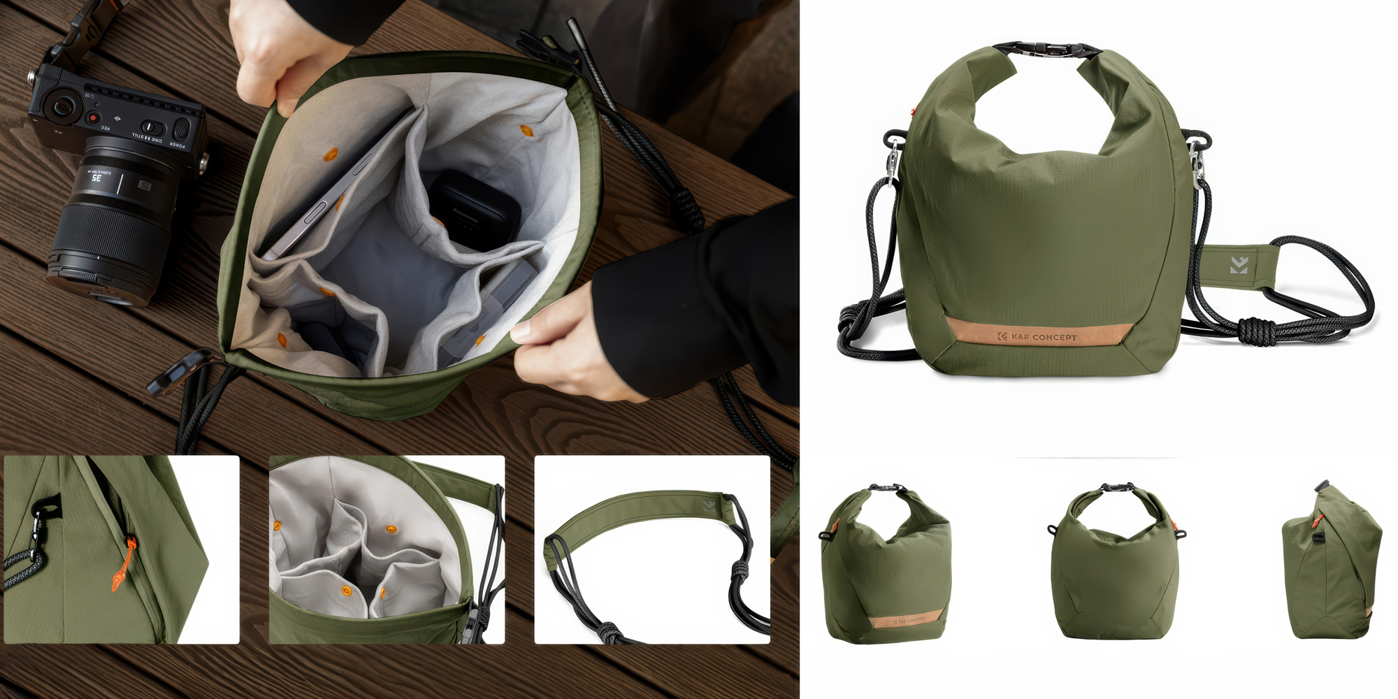 Torba fotograficzna K&F Concept Urban Wander Sling U11 5 l - zielona - Komfort podróżowania z aparatem