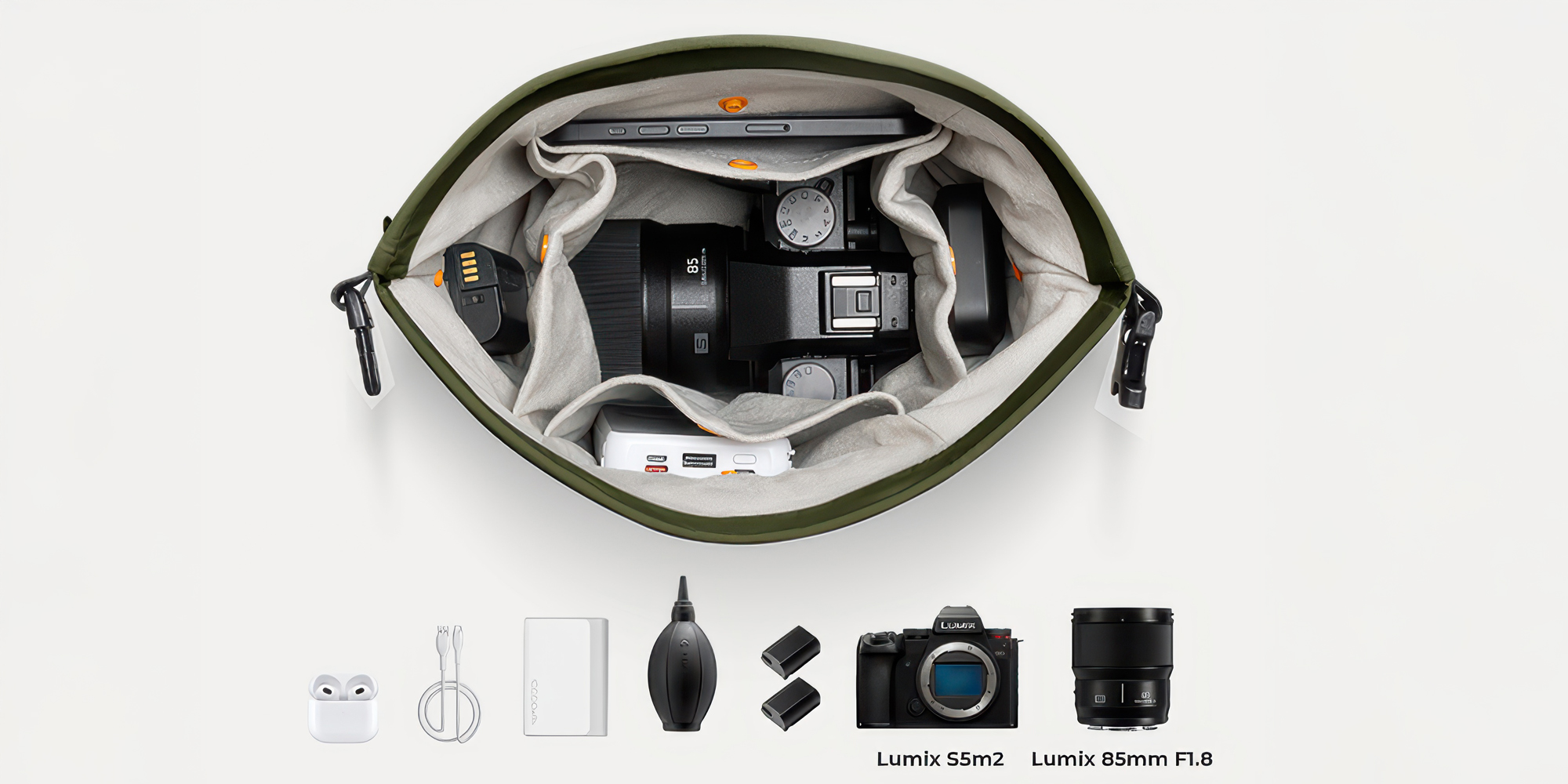 Torba fotograficzna K&F Concept Urban Wander Sling U11 5 l - zielona - Przemyślany układ kieszeni