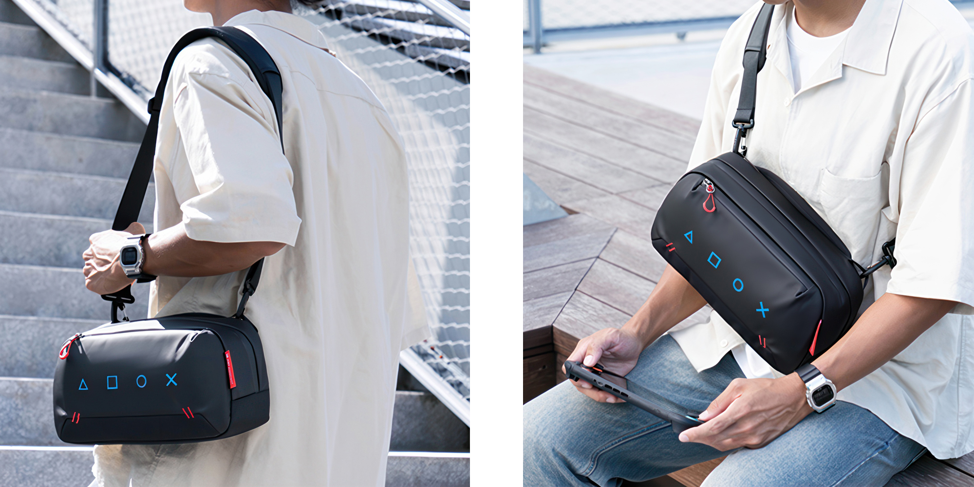 Torba na ramię K&F Concept Urban Wander 16 5 l - niebiesko-czarna - Wygodne noszenie na kilka sposobów