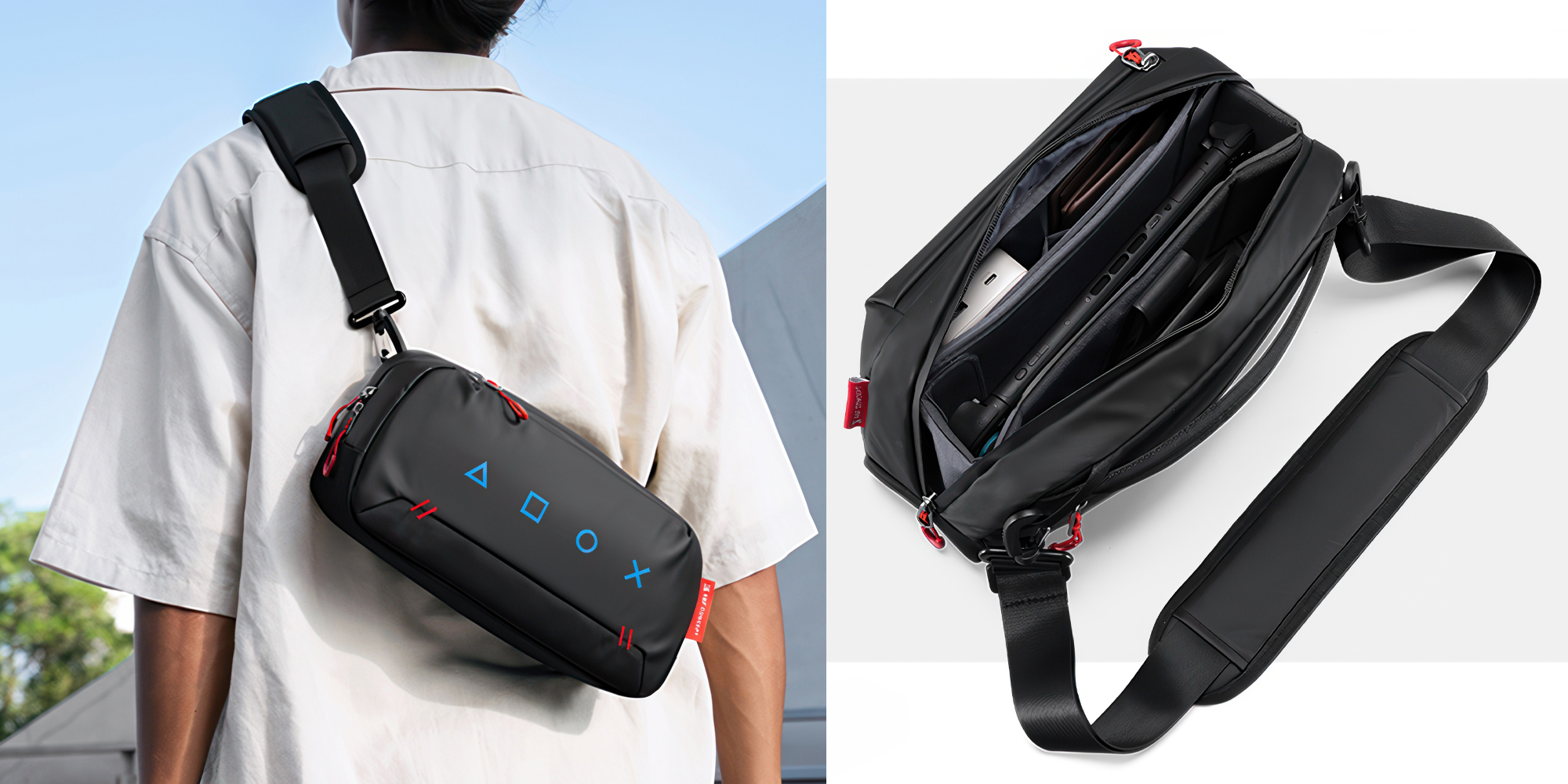 Torba na ramię K&F Concept Urban Wander 16 5 l - niebiesko-czarna - Wnętrze dopasowane do sprzętu