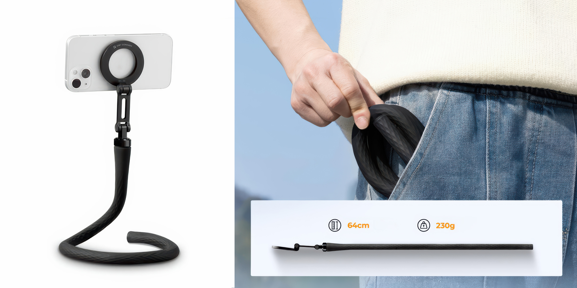 Uchwyt elastyczny K&F Concept MS35 z mocowaniem MagSafe do telefonu - Kompaktowy i gotowy do drogi