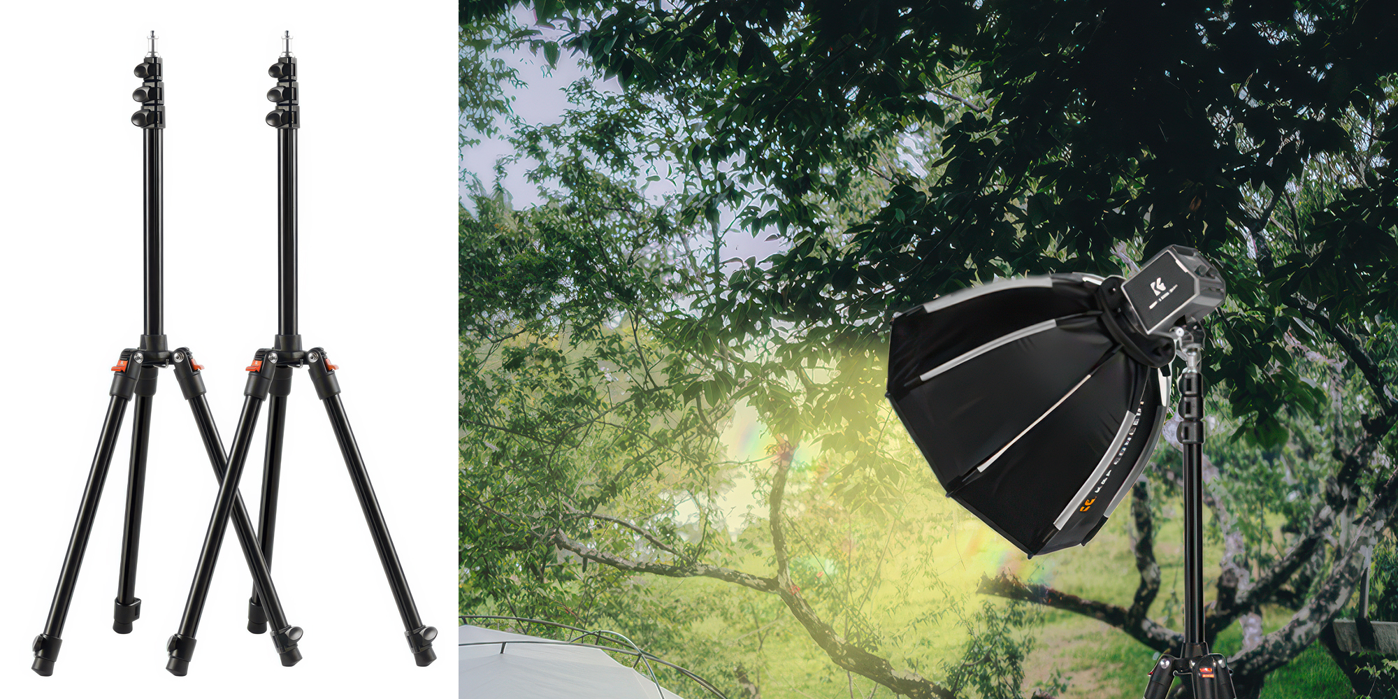 Zestaw 2 statywów oświetleniowych K&F Concept KF34.038S1 - 200 cm - Uniwersalne statywy do lamp i nie tylko