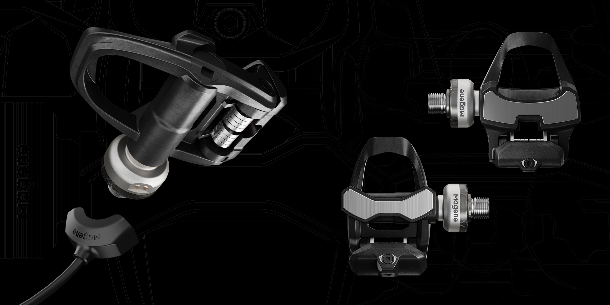 Pedały rowerowe Magene P715 S z miernikiem mocy SPD-SL - czarne